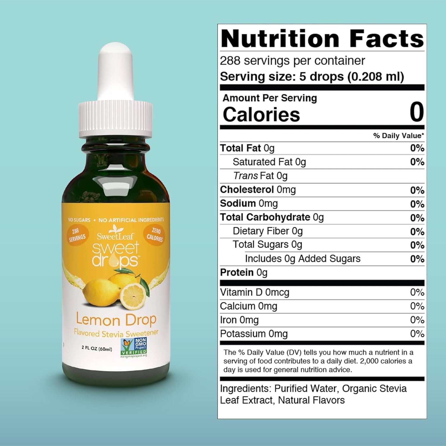 SweetLeaf Stevia Drops Liquid Sweetener, Lemon Drop - 2 Fl Oz, Pack of 1 | Sweet Drops, Organic Stevia Leaf Extract, Zero Calorie, No Erythritol, Sugar Substitute, With Dropper