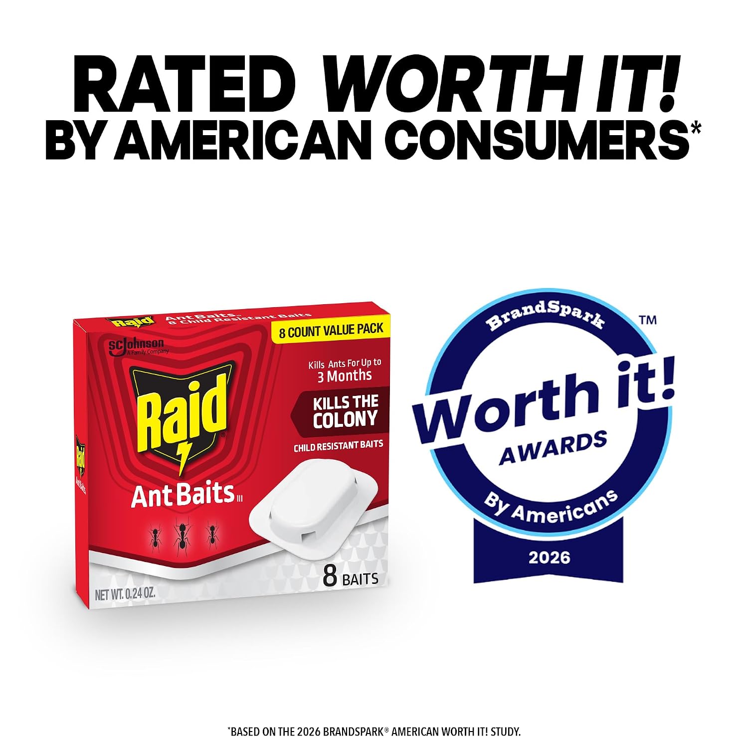 Raid Ant Killer Baits, Child Resistant Bug Killer for Indoor Home Use, 0.24 Oz, 8 Count