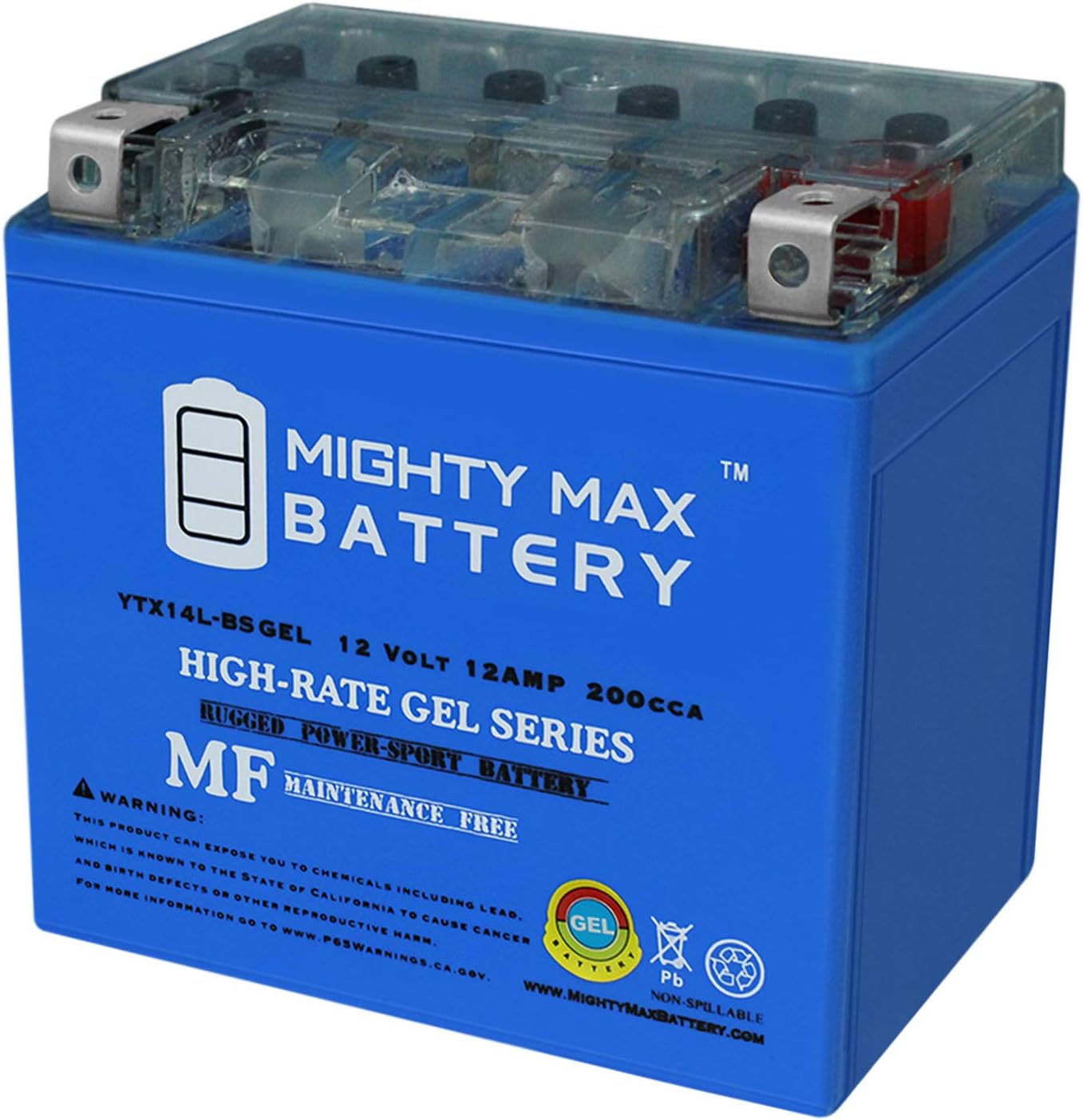 Mighty Max Battery YTX20L-BS GEL -12 Volt 18 AH, GEL Type, 270 CCA, Rechargeable Maintenance Free SLA AGM Motorcycle Battery