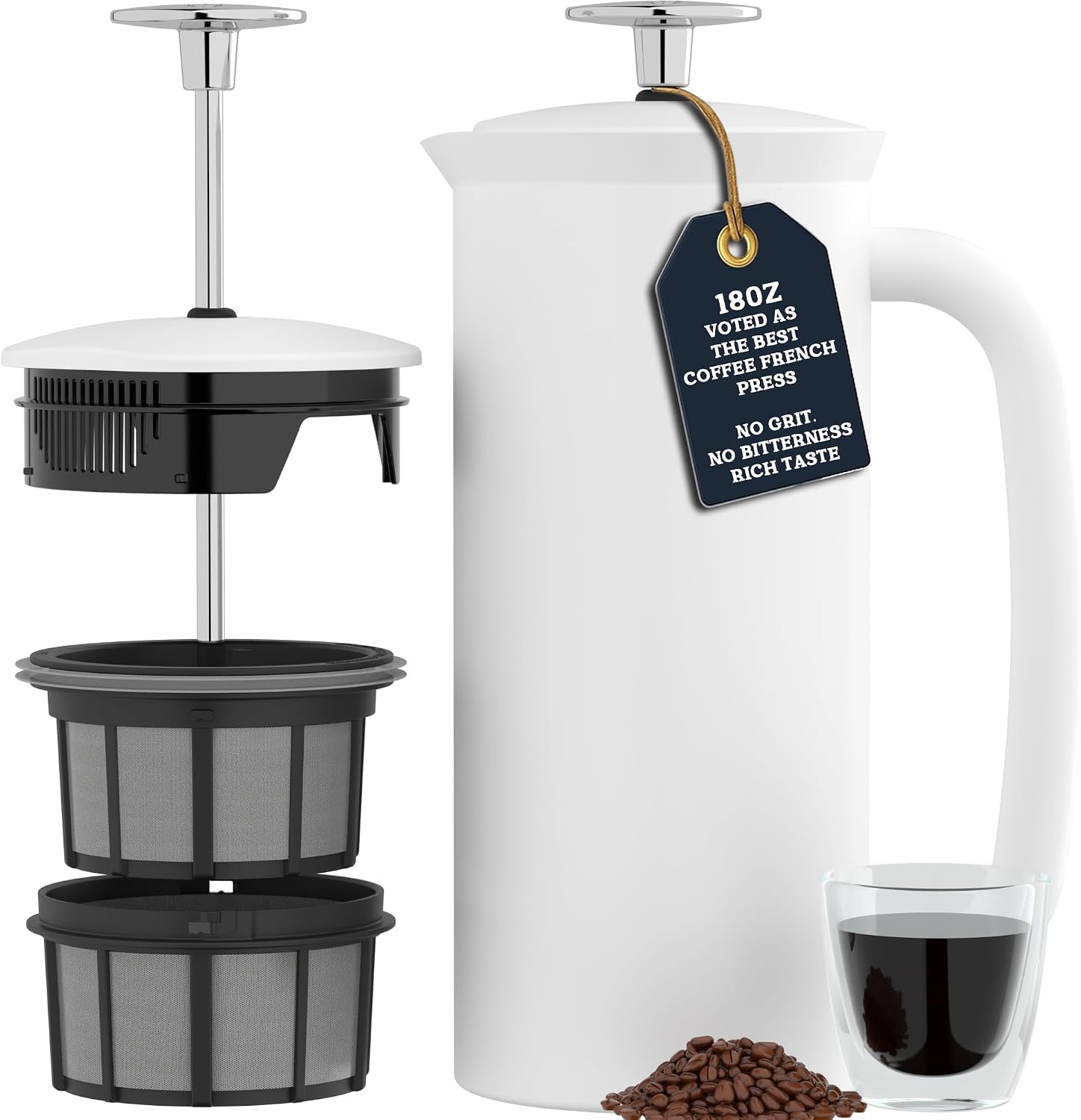 ESPRO P7 French Press, 18oz, Brushed, Stainless Steel Coffee Maker | Double Filter Coffee Press, Grit-Free Coffee, Heat Resistant Insulated tea Press, Easy Hot and Cold Coffee Brewer, Tea Brewer