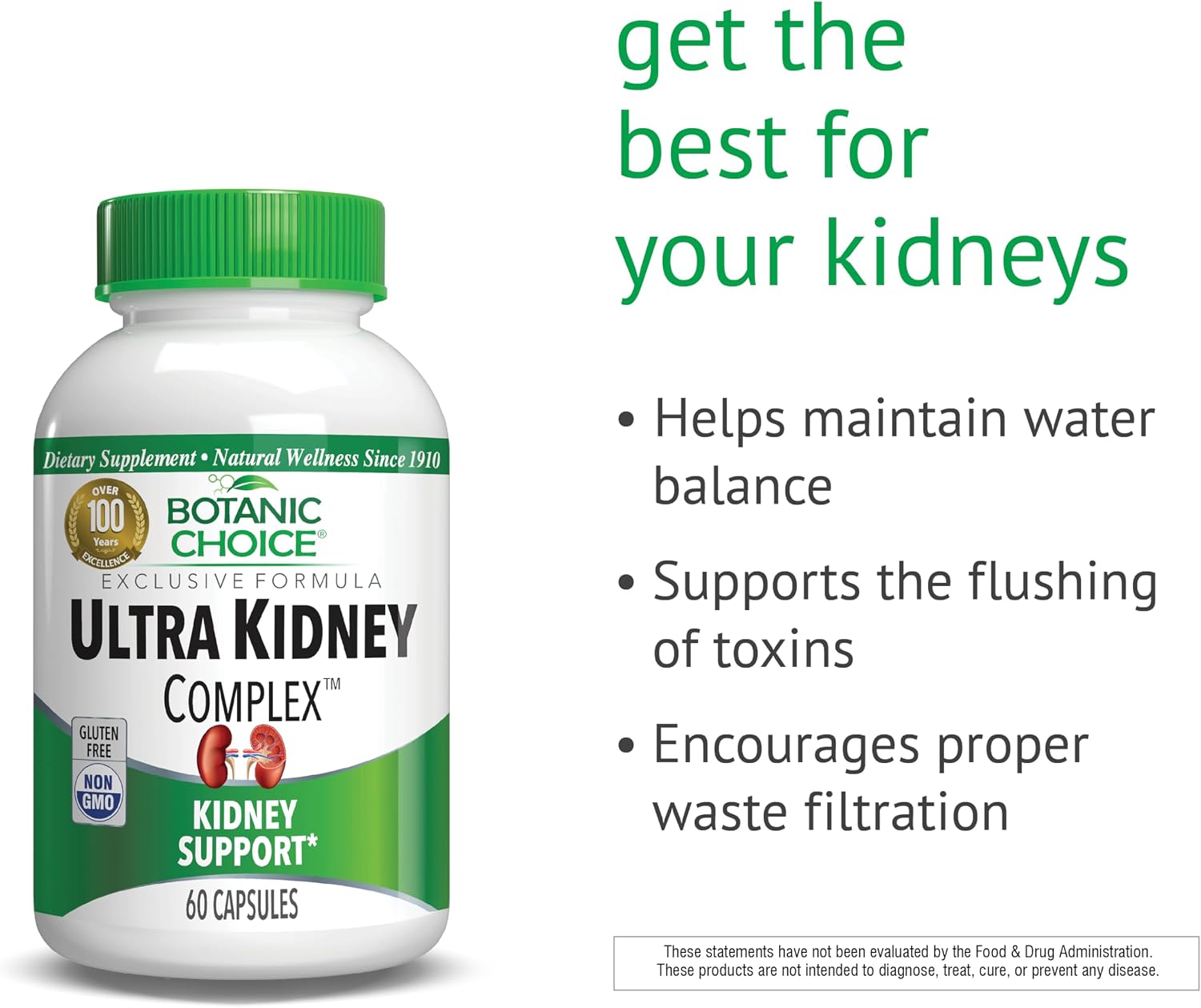 Botanic Choice Ultra Kidney Complex Kidney Support Supplement, 60 Capsules | Supports kidney health and helps flush toxins with milk thistle