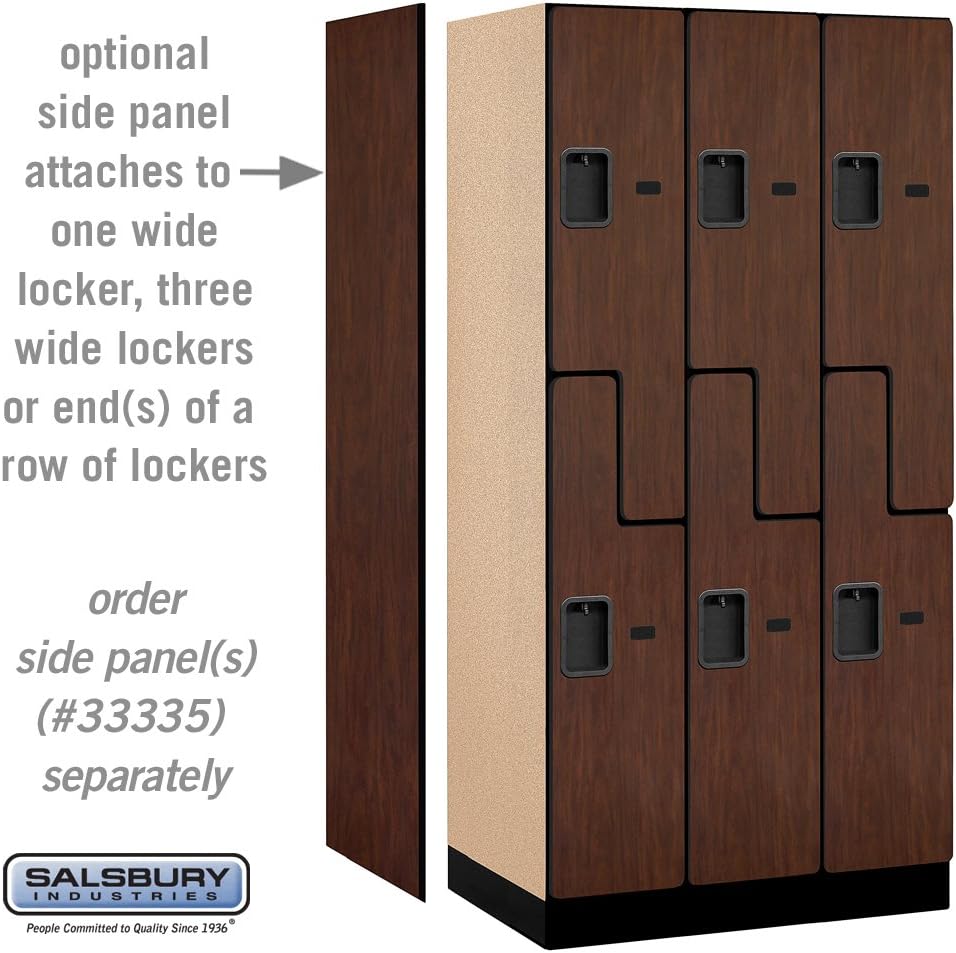 Salsbury Industries 2-Tier S-Style Designer Wood Locker with Three Wide Storage Units, 6-Feet High by 21-Inch Deep, Mahogany