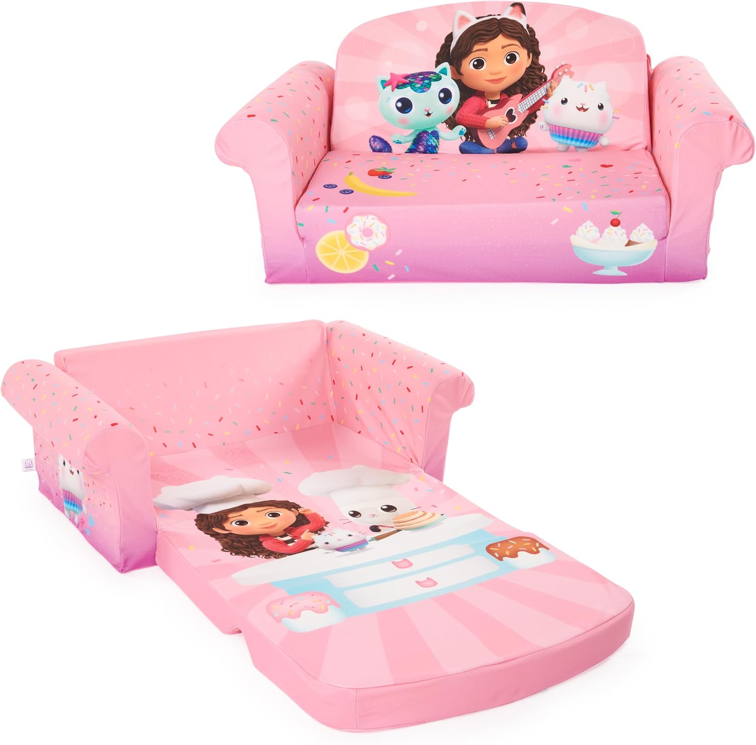 Marshmallow Furniture, Children's 2 in 1 Flip Open Foam Sofa, Minnie Mouse, by Spin Master | Pullout Foam Sleeper for Folding Lounging, Sitting, and Napping for Toddlers & Kids, Bedroom and Playroom Use