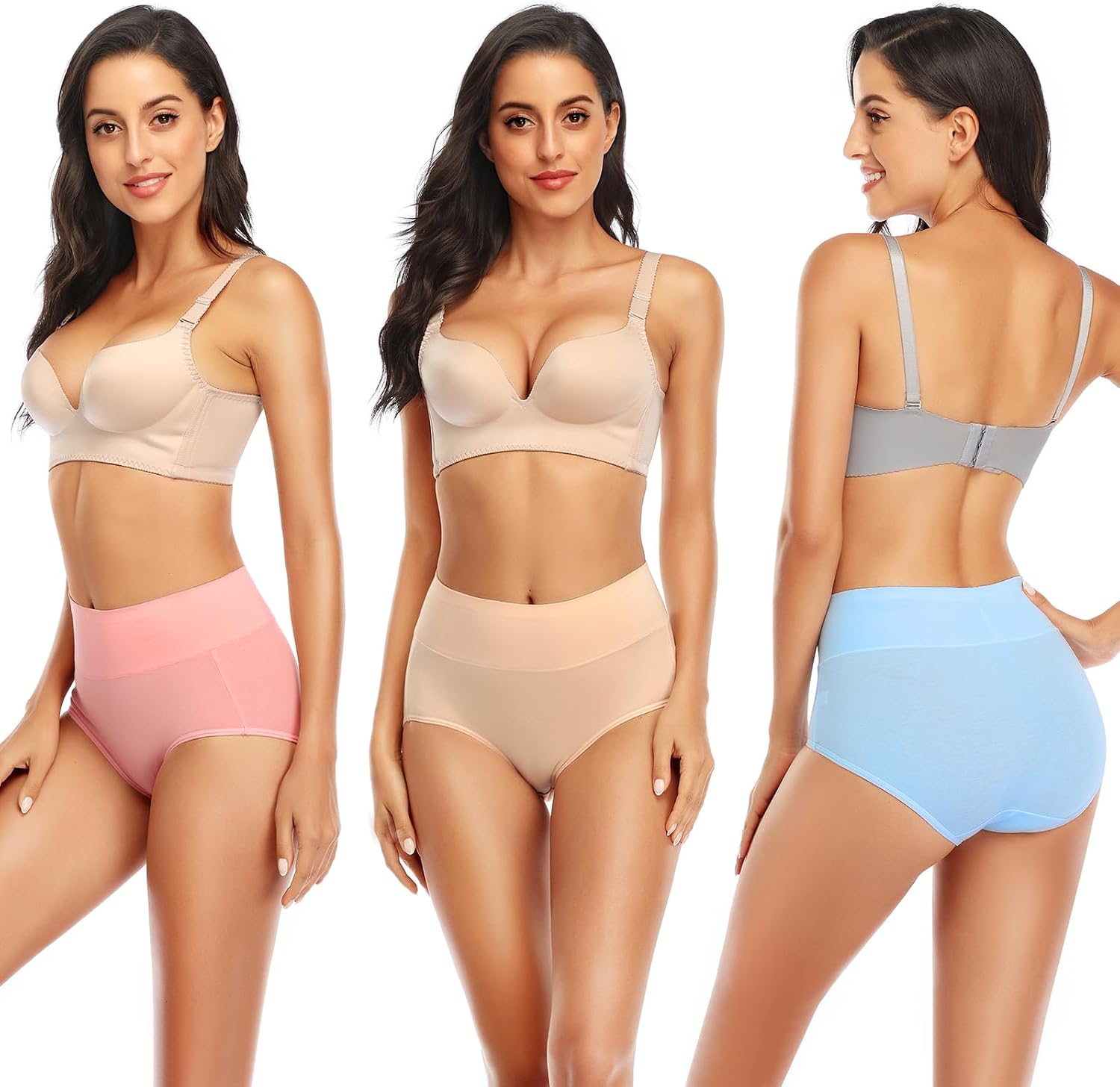 Womens Tummy Control Underwear Cotton High Waisted Full Briefs