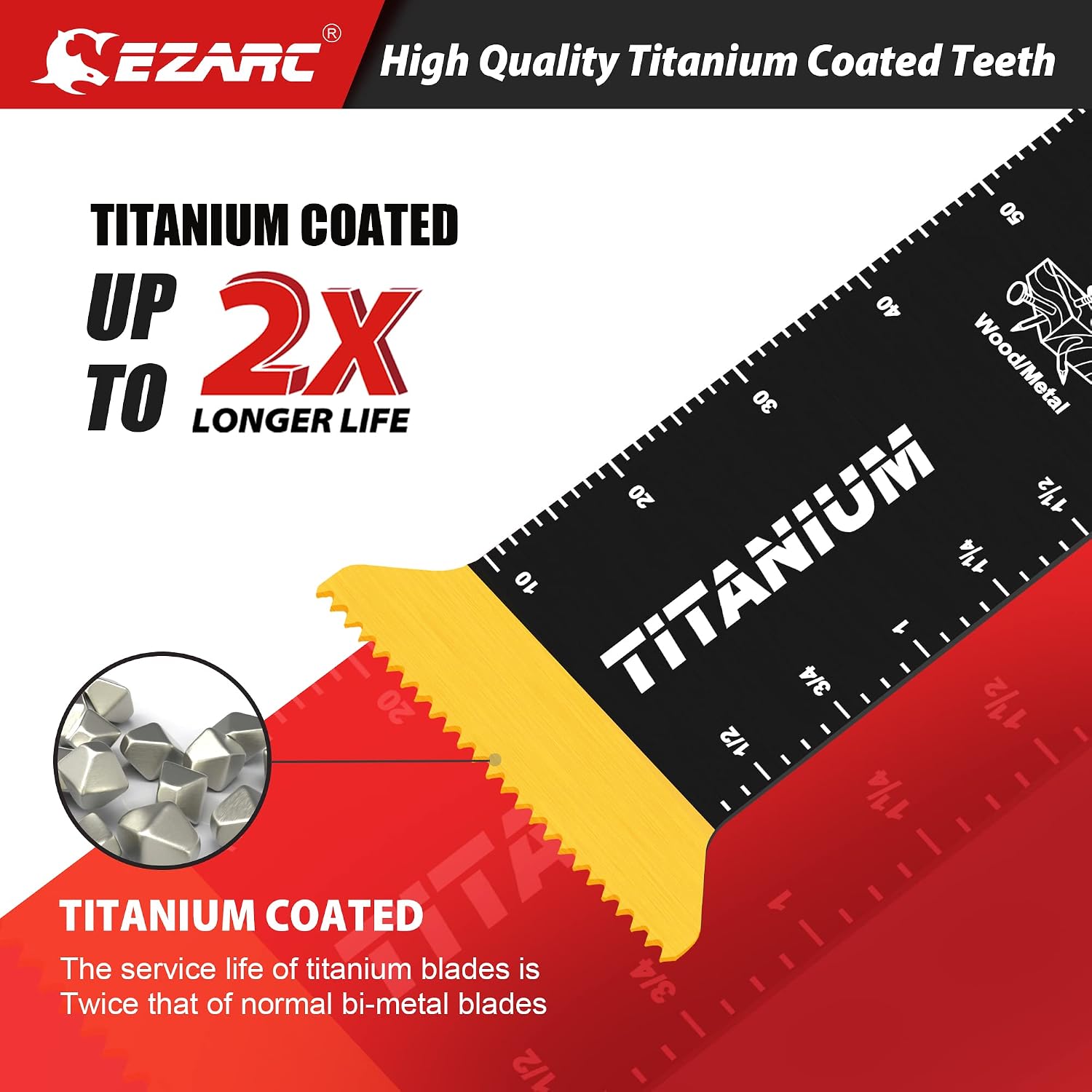 EZARC Titanium Oscillating Tool Blades, Oscillating Multitool Blades for Metal, Wood Nails, Screws Cutting, Plastic, 3 Pack