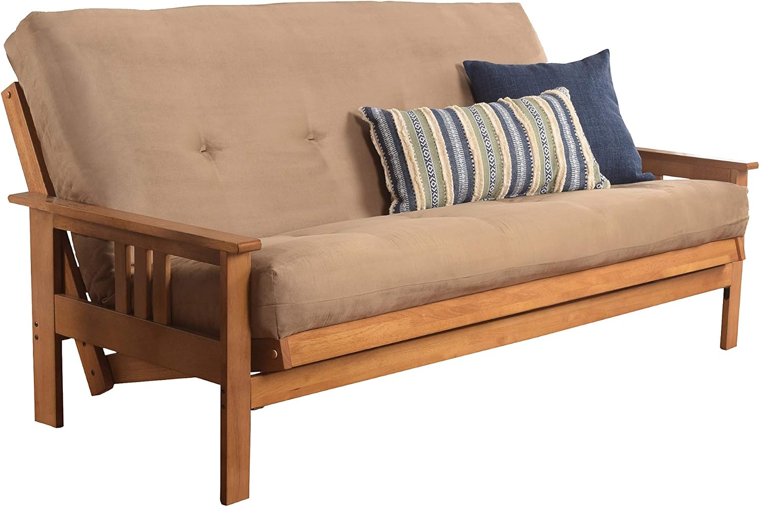 Kodiak Furniture Monterey Queen Size Futon Set in Butternut Finish, Suede Peat