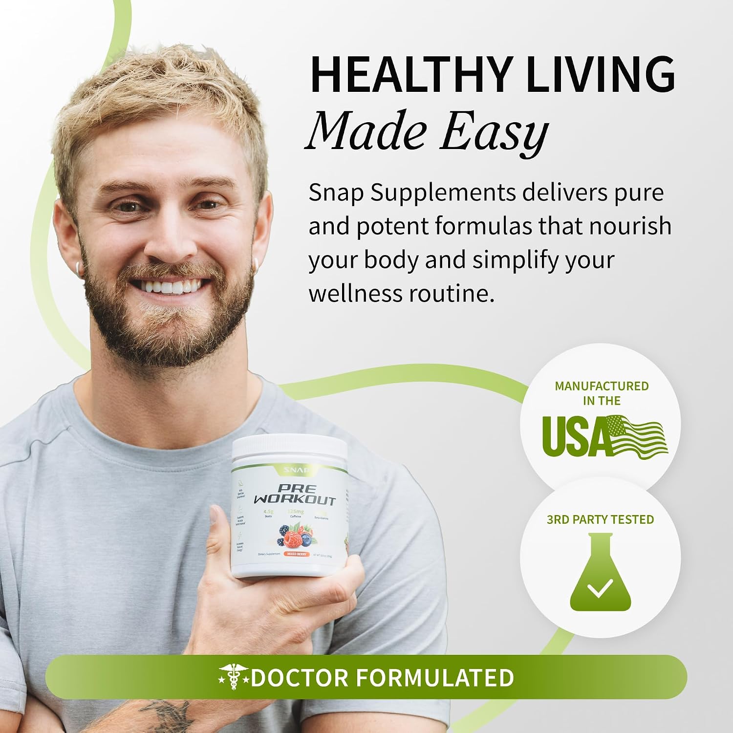 Snap Supplements Beet Root Powder Natural Pre Workout for Men Women, 30 SRV