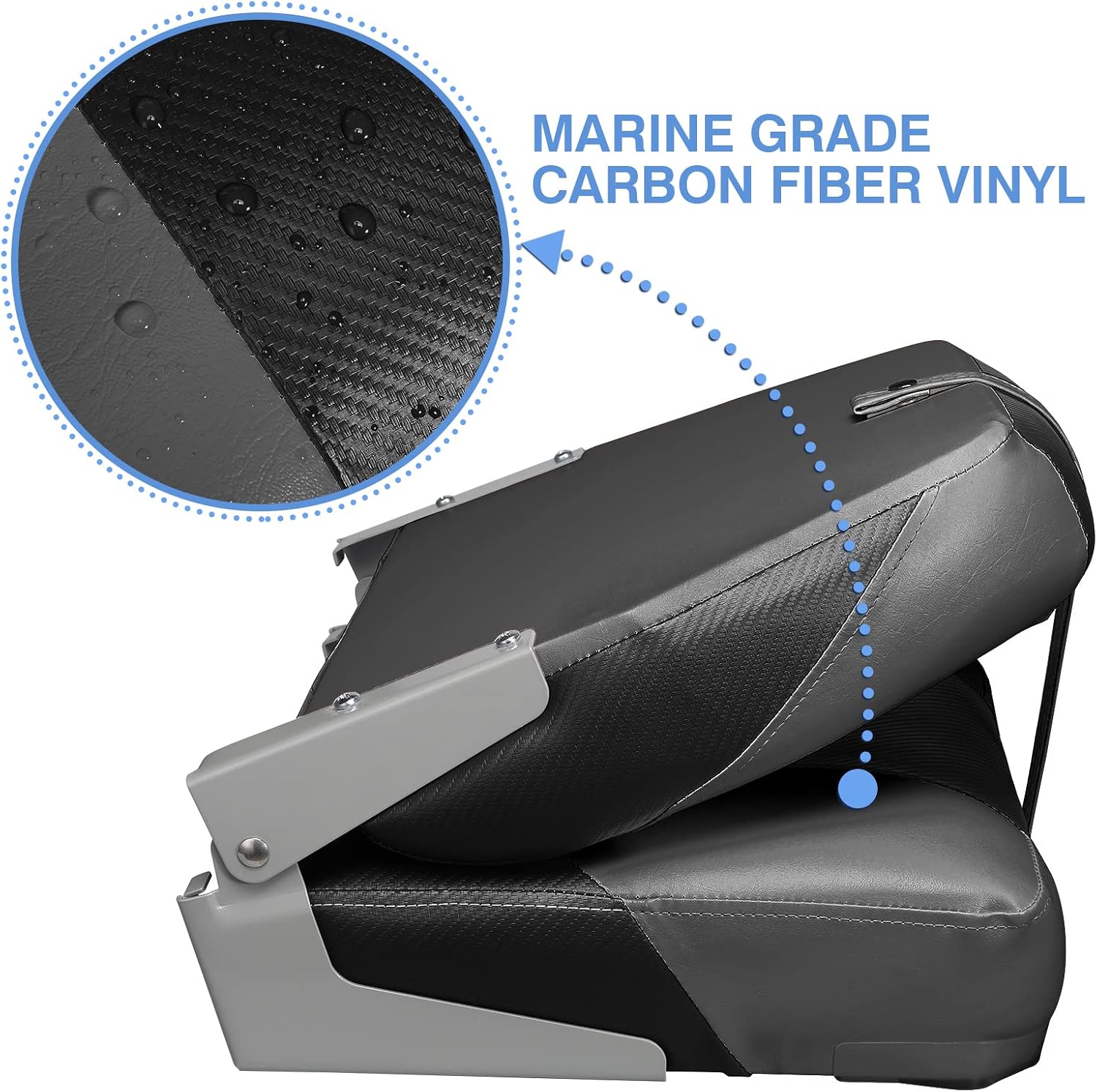 Leader Accessories Low/High Back Folding Fishing Marine Boat Seat 2 Pack
