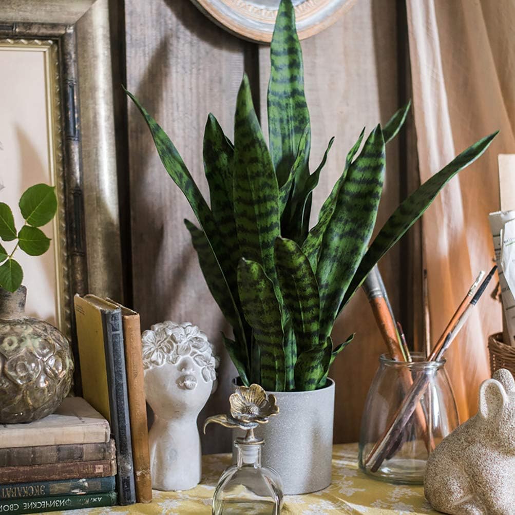 Bird Fiy Artificial Snake Plants 30" Faux Agave Fake Sansevieria Artificial Silk Plant for Home Garden Office Store Decoration 4 Pcs (Yellow)