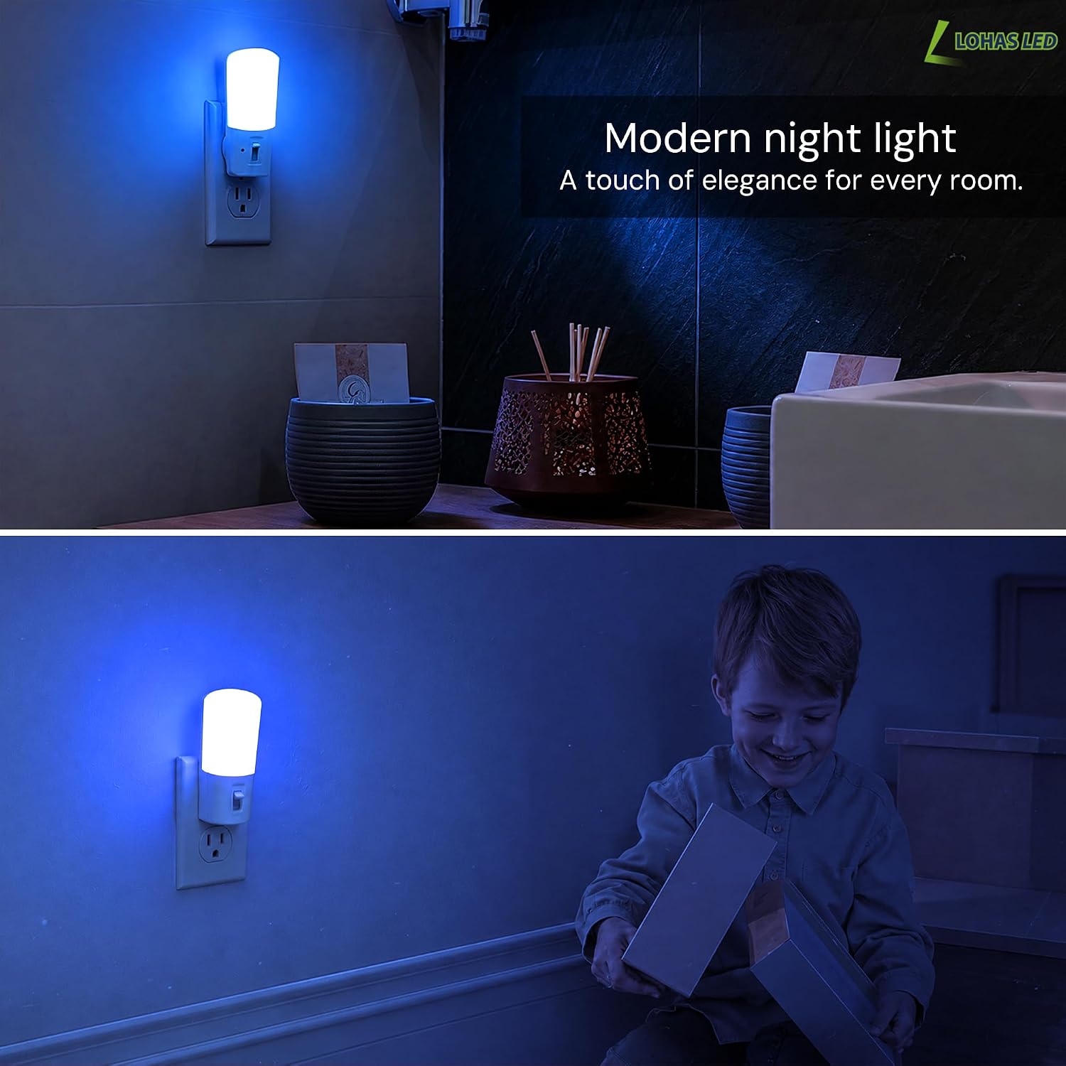 LOHAS-LED Plug in Night Light, Dimmable LED Night Lights Dusk to Dawn 2Pack