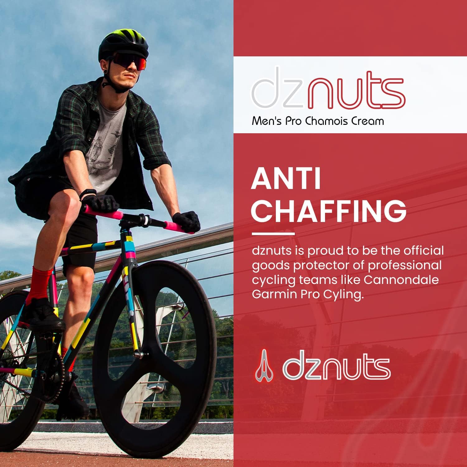dznuts Men's Pro Chamois Cream, Anti -Chafing Cream for Saddle Sores, Chafing, Rubbing, Inner Thighs Friction for Cyclists, Runners, Triathletes