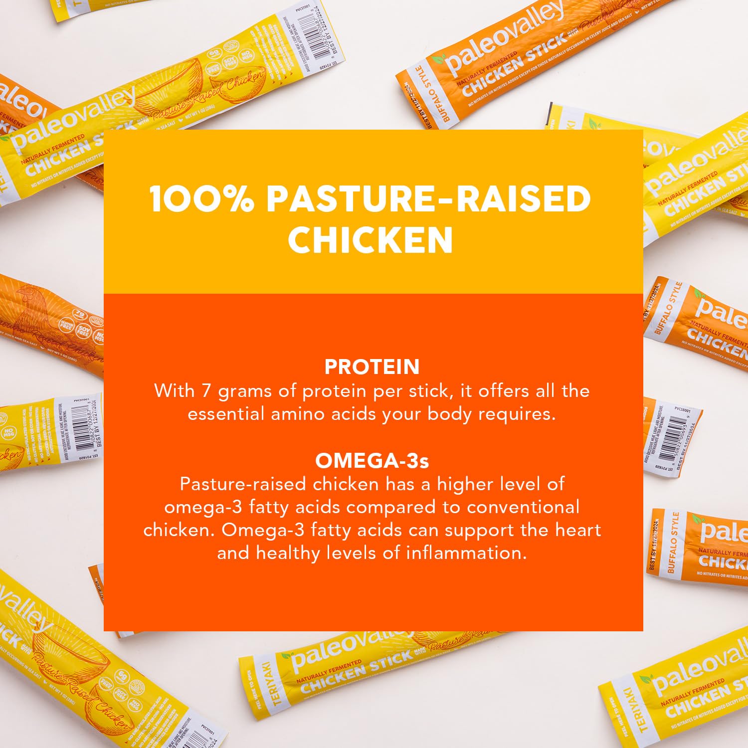 Paleovalley 100% Grass Fed Beef Sticks, Protein Snacks, Original | 10 Count, Individually Wrapped, Naturally Fermented, Gluten Free, Keto and Paleo, Made With Simple Ingredients, 6g Protein