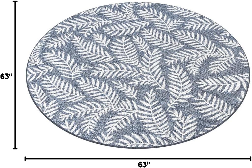 JONATHAN Y Palm Frond Indoor Outdoor Area Rug 3X5 Navy/Ivory, Nevis for Backyard, Patio, Porch, Easy-Cleaning, High Traffic, Pet-Friendly