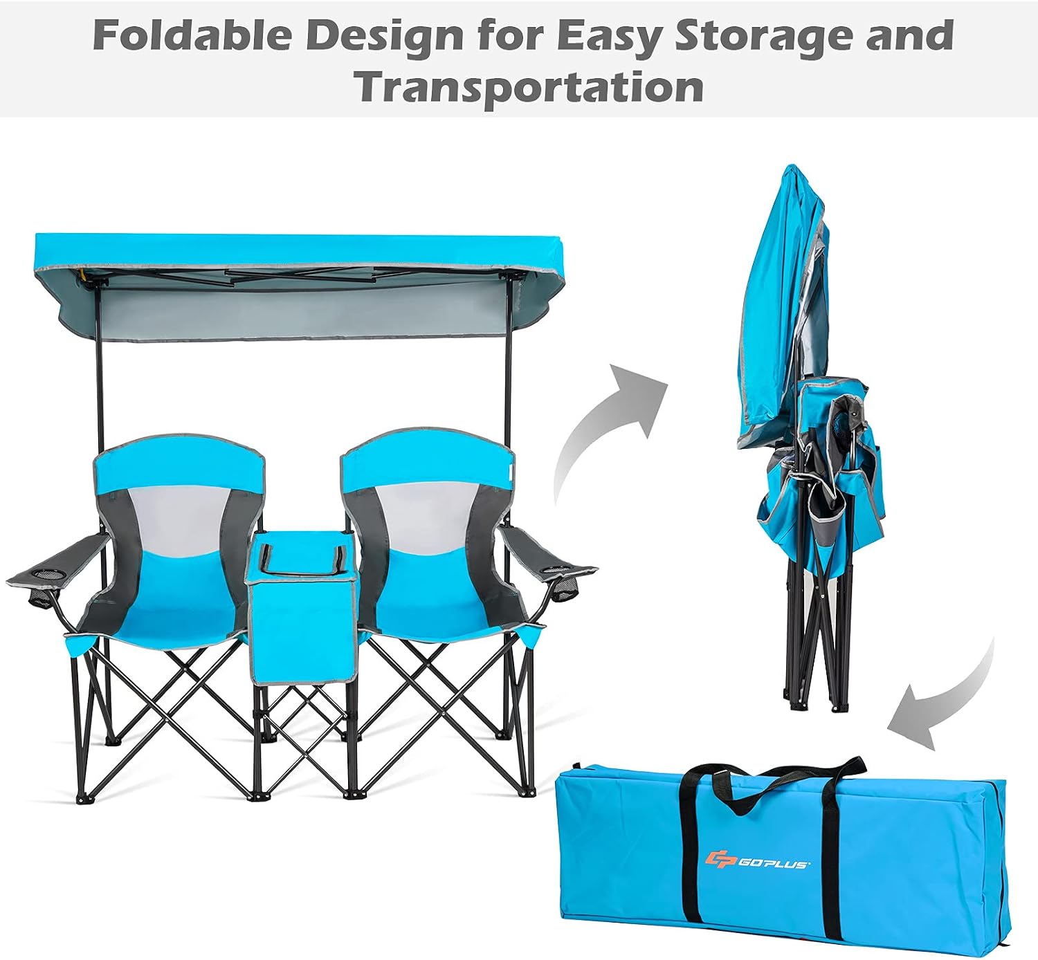 Goplus Double Beach Chair with Canopy Shade