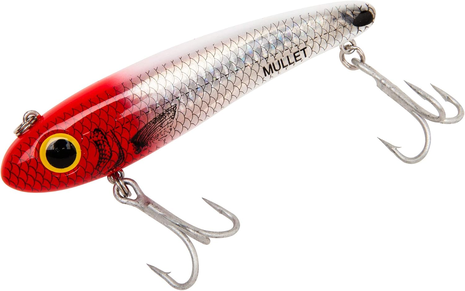 Bomber Lures Mullet Slow-Sinking Twitch / Walking Saltwater Fishing Lure - Excellent for Speckled Trout, Redfish, Stripers and More, 3 1/2 Inch, 5/8 Ounce