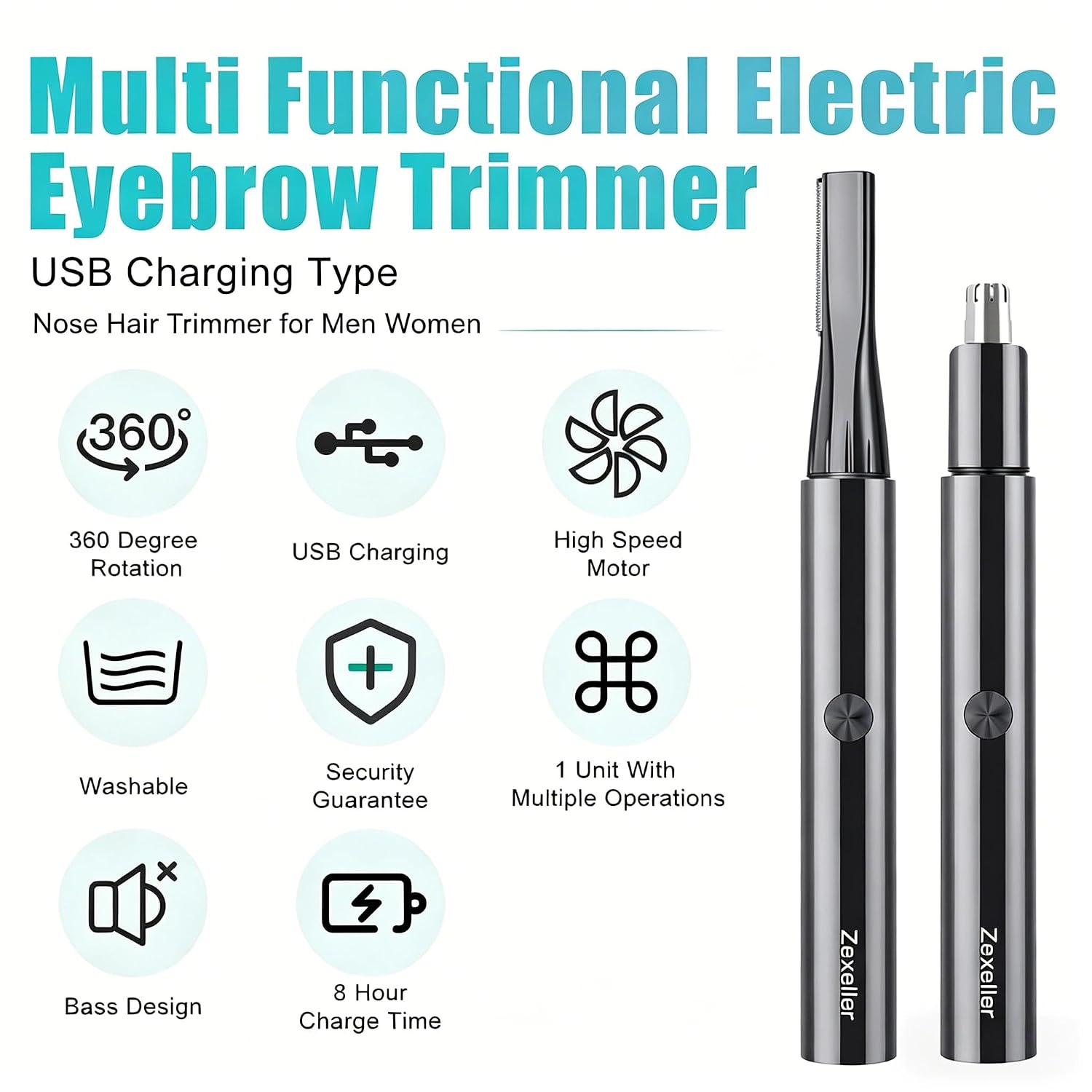 Electric Nose Hair Trimmer Eyebrow Trimmer for Men Women, 7-in-1 Painless Facial Grooming Kit