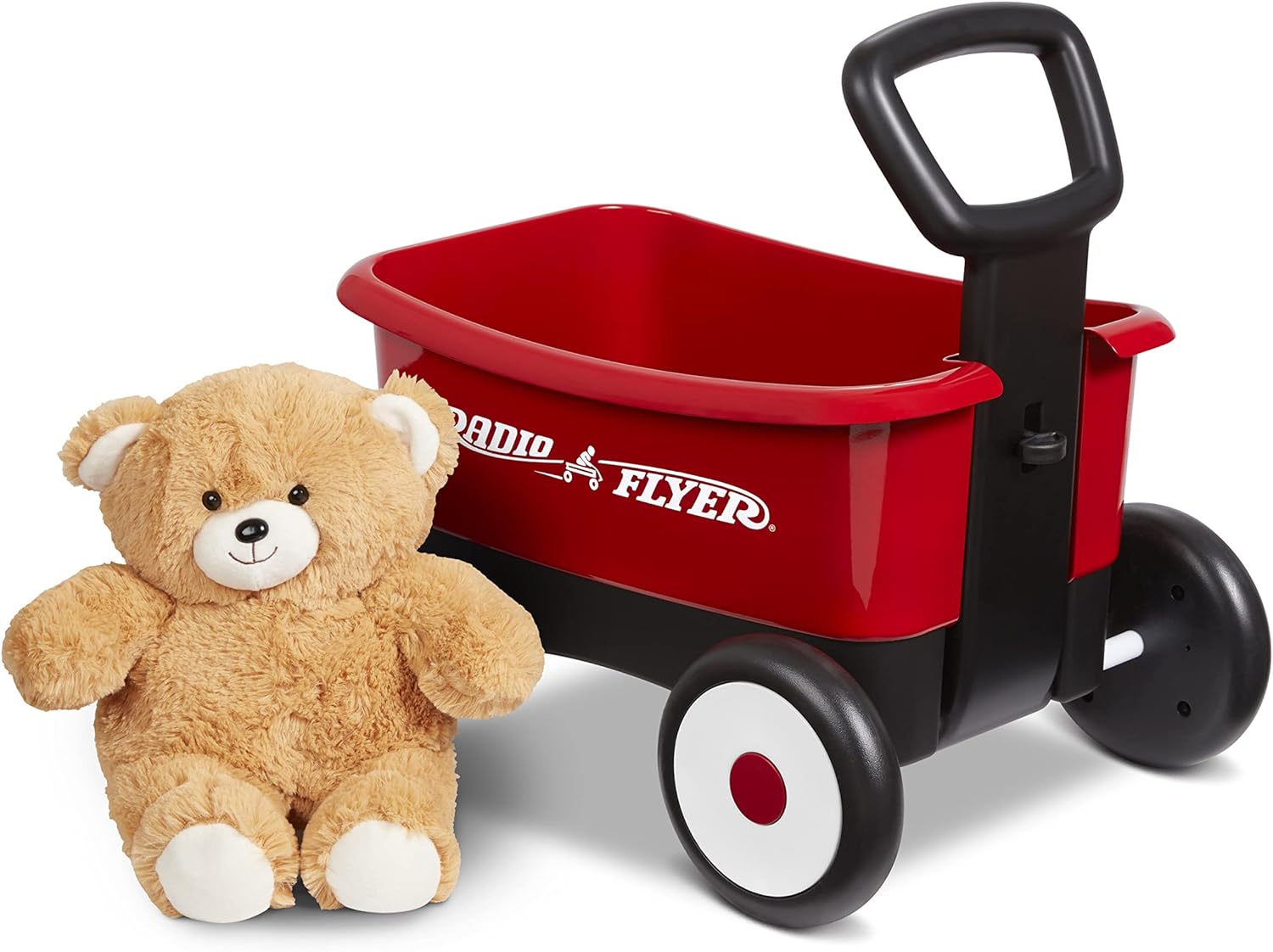Radio Flyer Push & Pull Walker Wagon with Teddy Bear, Ages 1-4 Years, Red