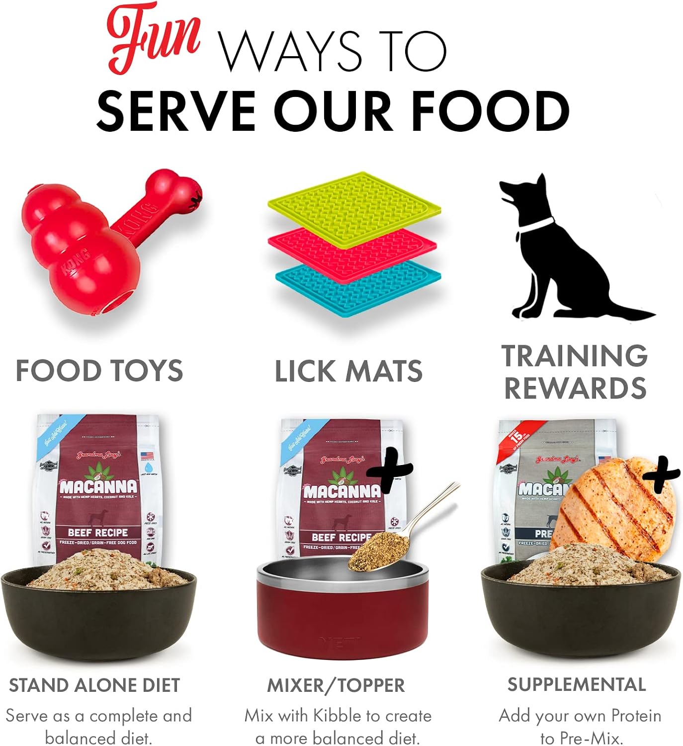 Grandma Lucy's Macanna Dog Food, Grain Free and Freeze-Dried - Salmon Recipe, 3Lb Bag