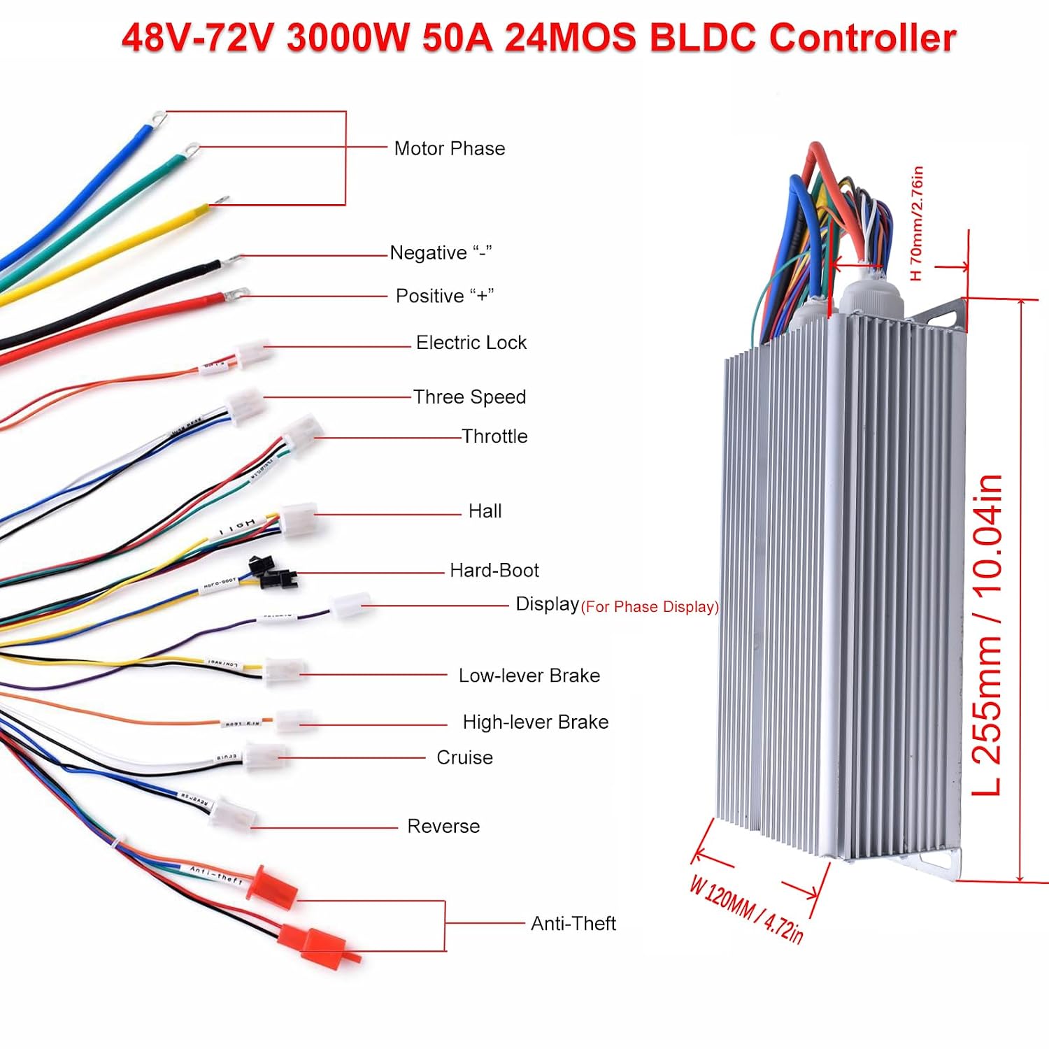 BLDC 72V 3000W Brushless Motor Kit with 50A Controller, Throttle, Pedal