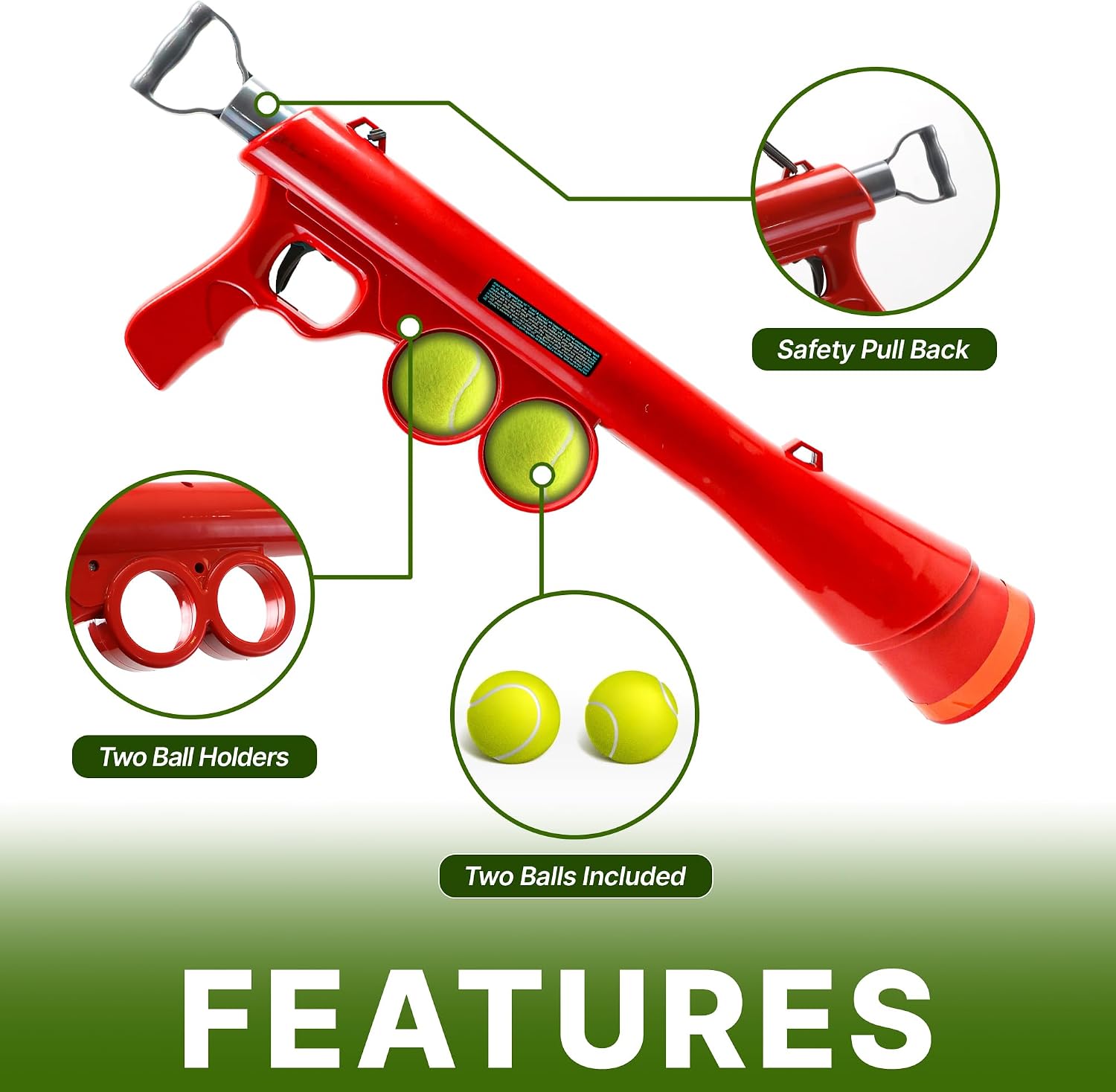 SPOT Launch & Fetch Tennis Ball Launcher Dog Toy | Interactive Dog Fetch Toy Launches Up to 65 Feet | Hands-Free Pickup | Includes 2 Tennis Balls &