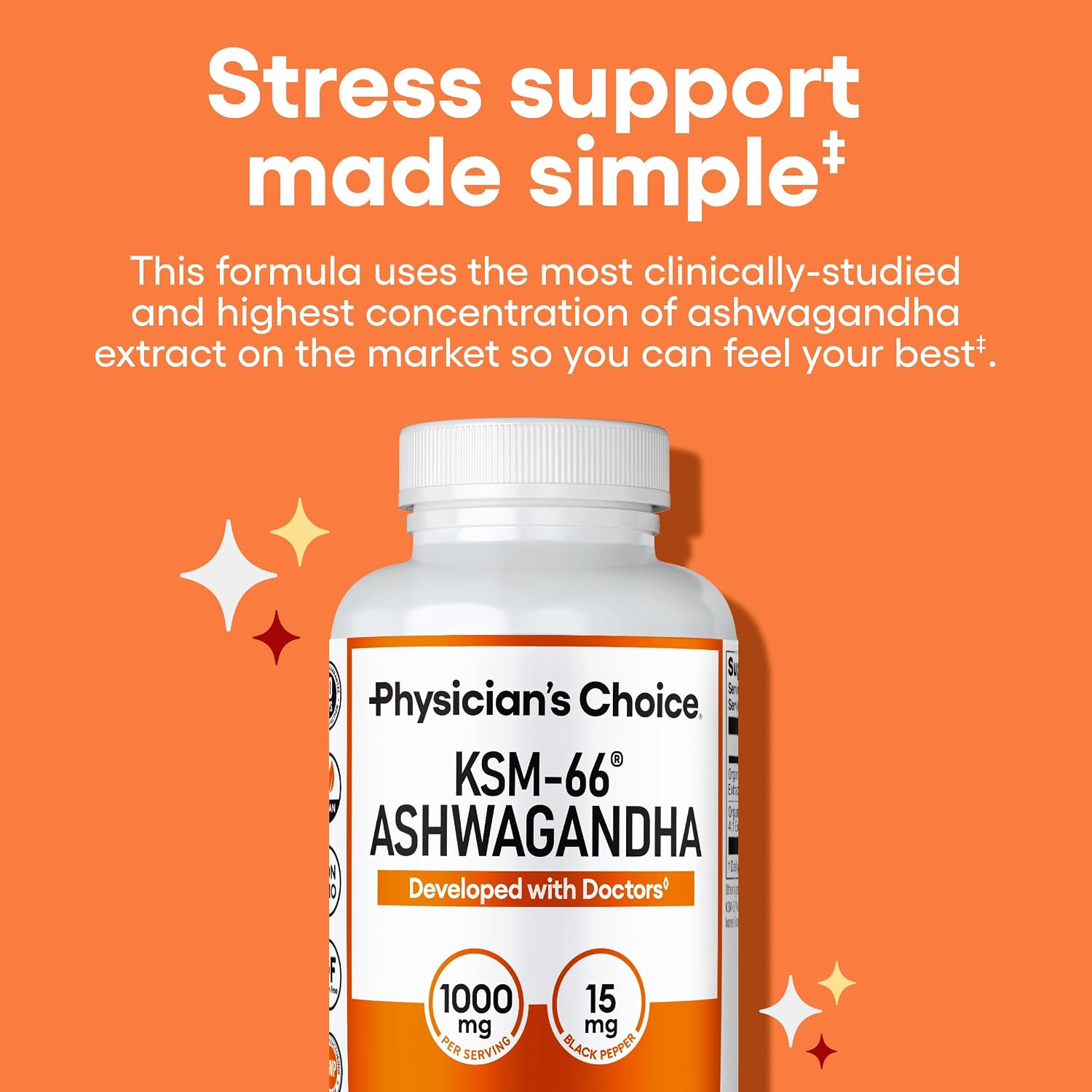 Physician's CHOICE KSM-66 Ashwagandha Root Extract 1,000mg, Organic, 60ct