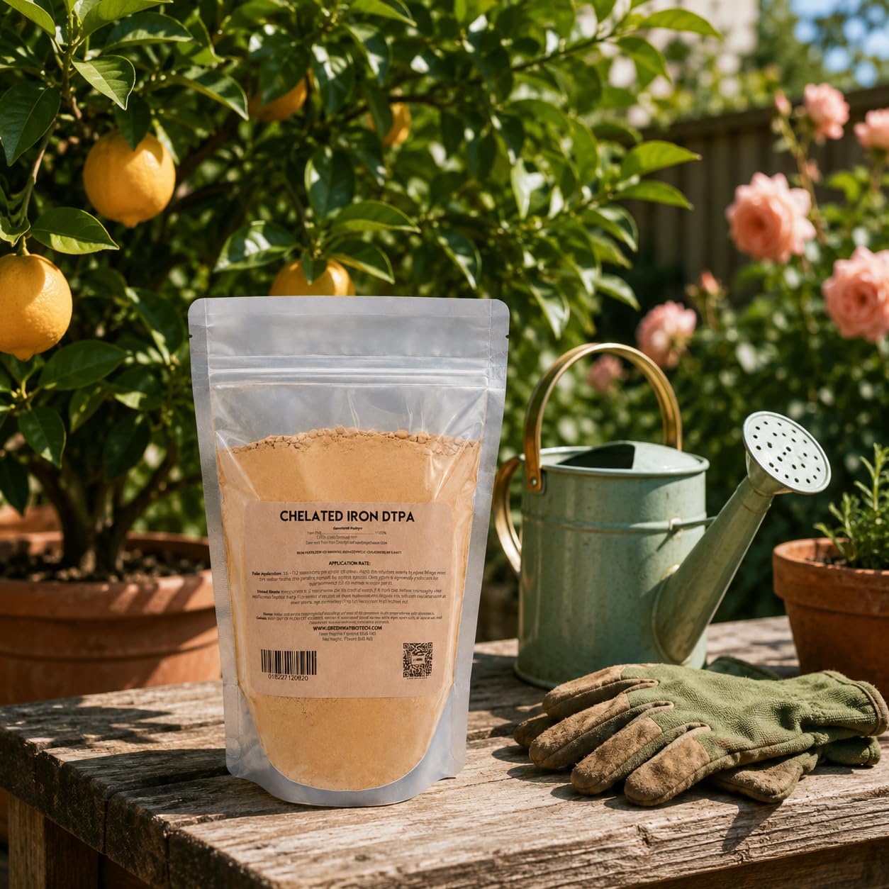 Greenway Biotech, Inc. Chelated Iron DTPA 11% - for Alkaline Soils (pH 4.0-7.5) - 100% Water Soluble Fertilizer for Citrus, Lawns & Hydroponics - Corrects Iron Chlorosis - Made in USA - 1 Pound
