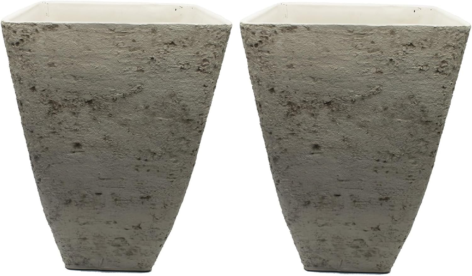 The HC Companies Tahoe Tall Square Planter - Weather-Resistant Indoor & Outdoor Plant Pot - Premium Decorative Planter Made from Crushed Stone Resin (23”H, White Birch, Pack of 1)