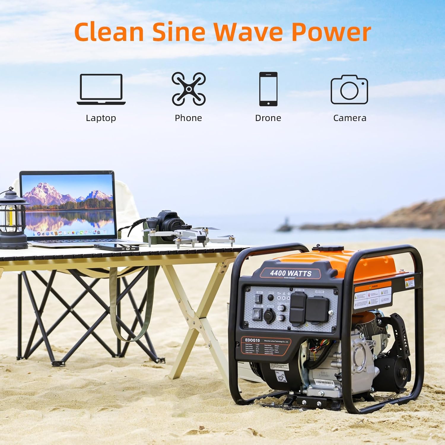 Oxseryn Power Equipment 4400 Watts Inverter Generator Gas Powered, Portable Open Frame Generator, Low Noise with ECO Mode, RV Ready