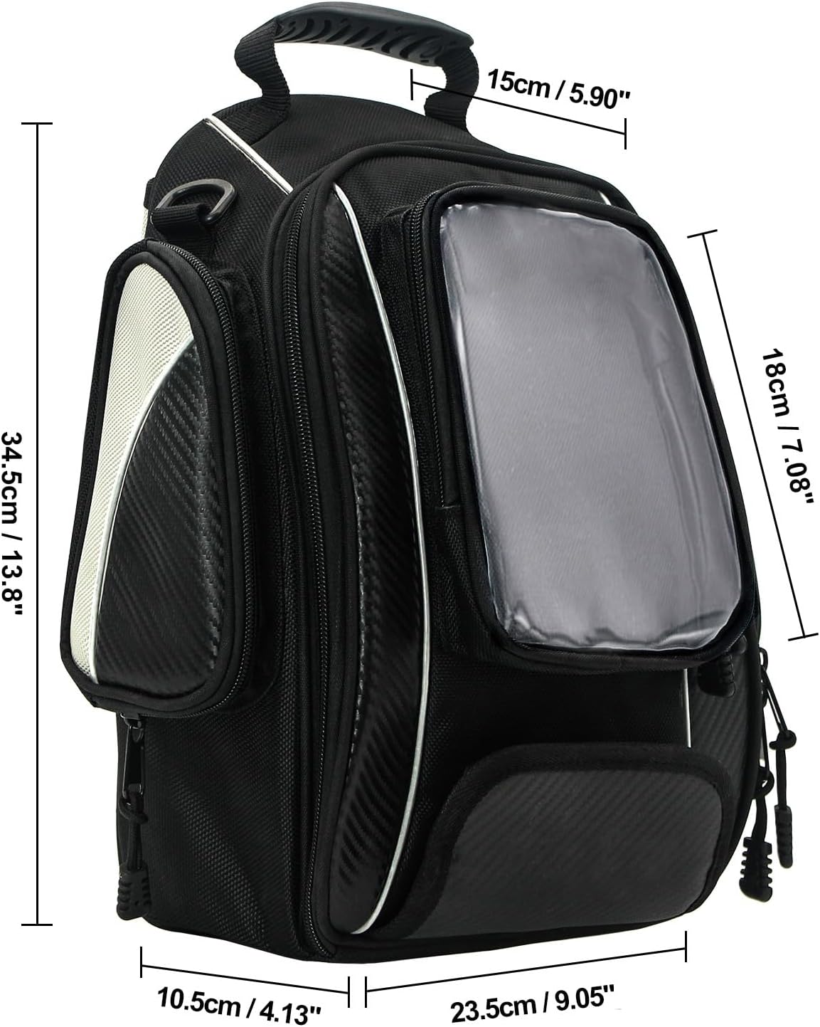 Dracarys Motorcycle Tank Bag - Oxford Saddle Black Motorbike Bag - Strong Magnetic Bag for Honda Yamaha Suzuki Kawasaki Harley