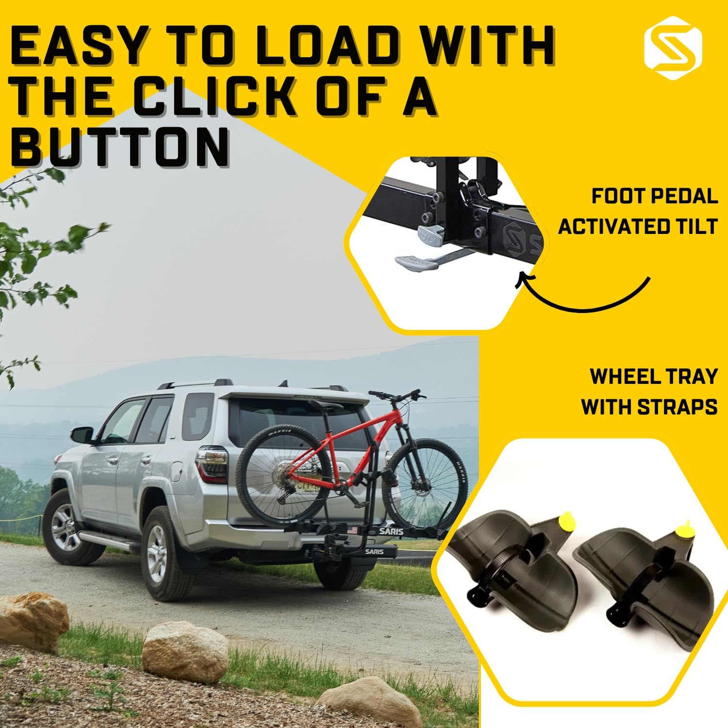 Saris Freedom Hitch Rack – Lightweight Platform Bike Carrier for Car, SUV & Truck – No Frame Contact, Anti-Wobble, E-Bike Compatible – 2 or 4 Bike