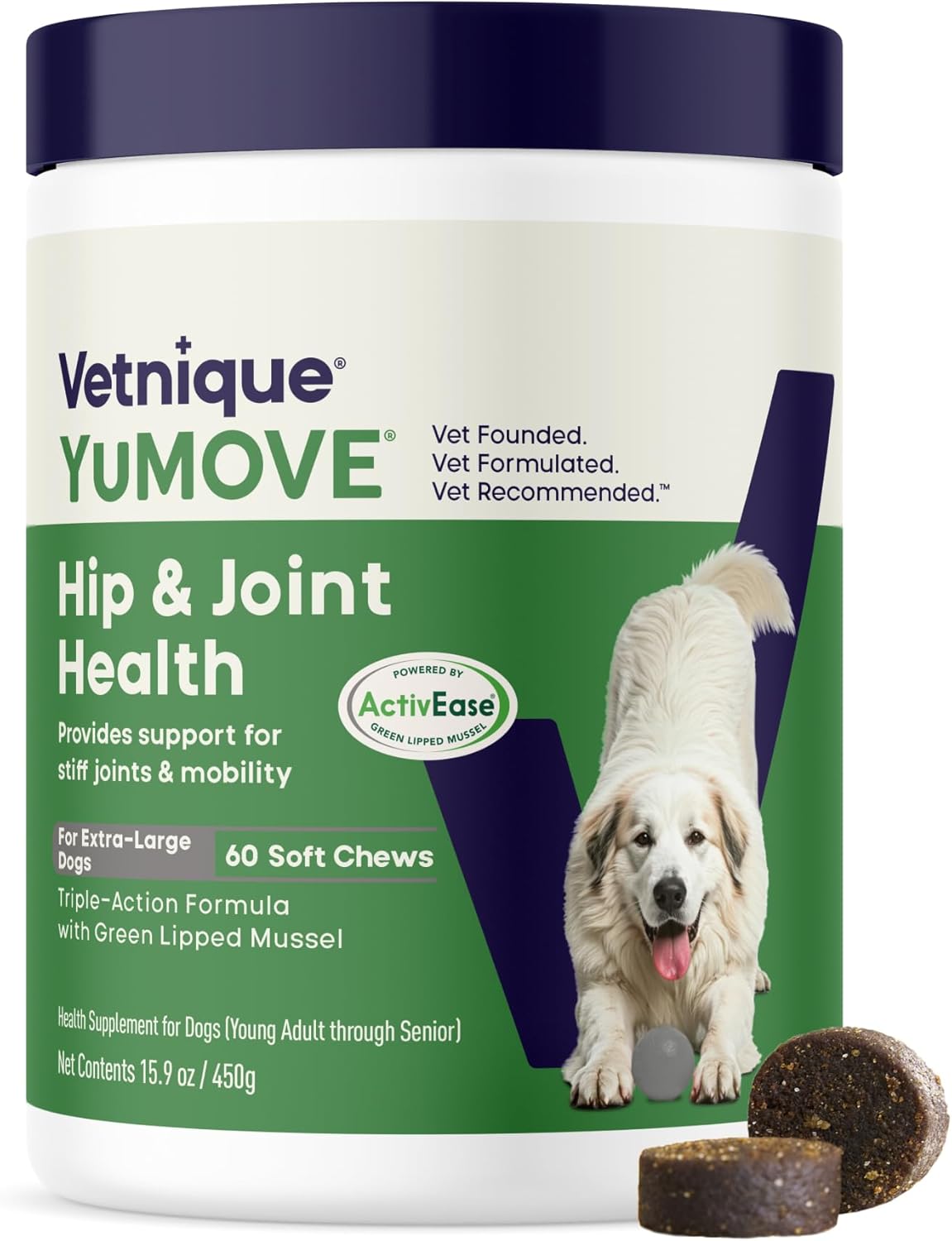 YuMOVE Large Dog Hip & Joint Supplement Soft Chews, Green Lipped Mussel