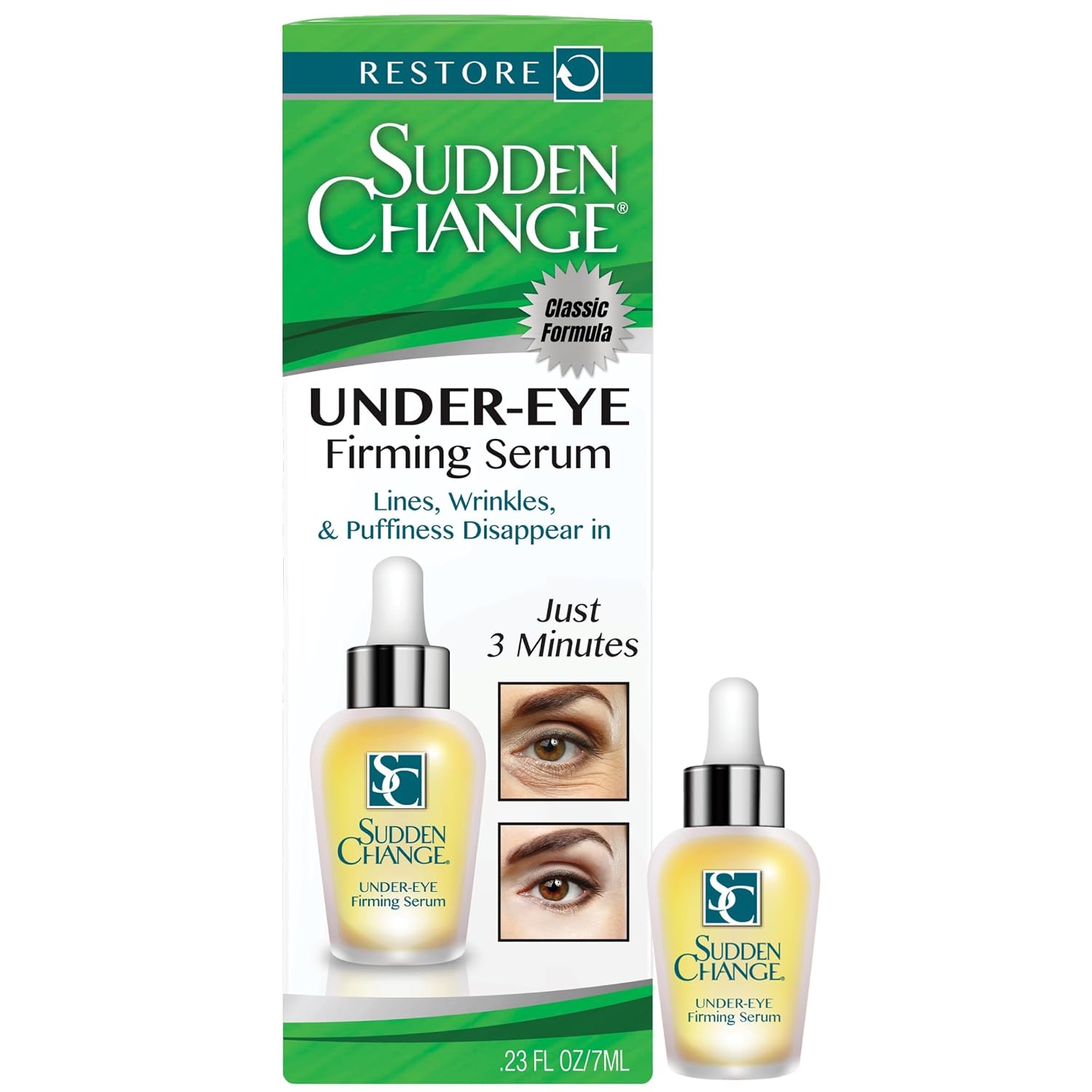 Sudden Change Instant Under-Eye Firming Serum, Fast-Acting (023 oz, 2PK) | Targets Under Eye Bags, & Puffiness and Reduces the Appearance of Fine Lines & Wrinkles Fast Acting Results in Minutes