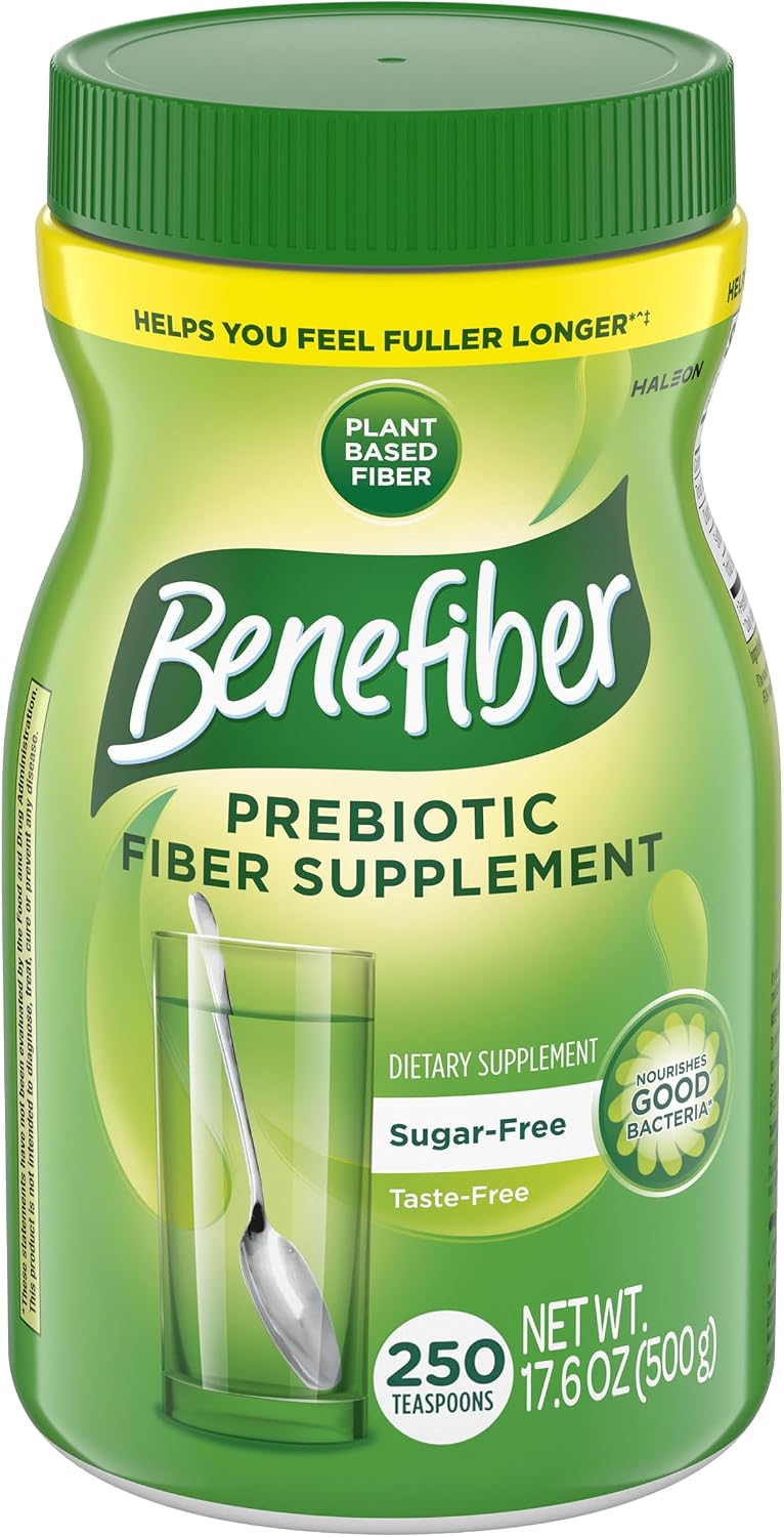 Benefiber Prebiotic Fiber Supplement Powder, Unflavored, 250 Teaspoons | Plant-based Prebiotic Fiber Powder, Sugar-Free, Dissolves Clear and Tasteless