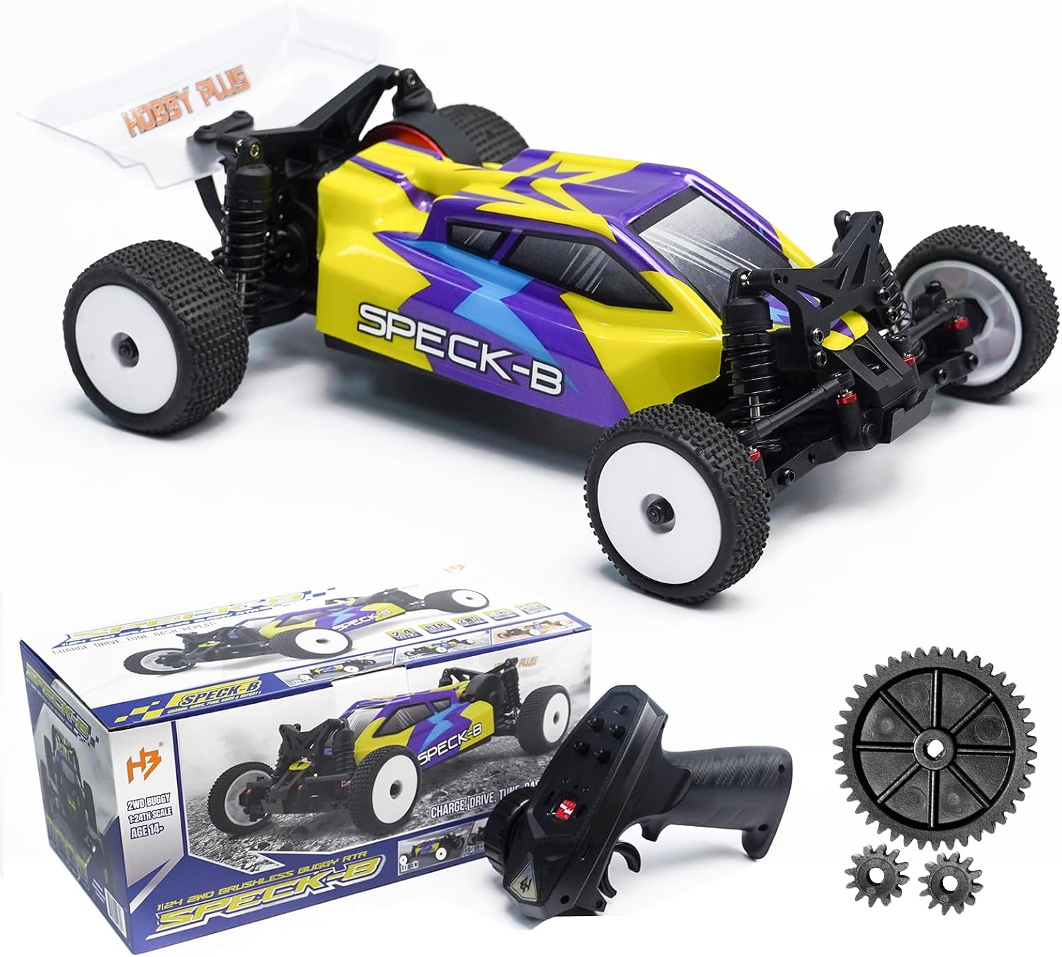 HOBBYPLUS Speck B Elite Brushless 1/24 2WD Mini RC Car - RTR RC Buggy, Fast Mini Racing Buggy – Remote Control Car Racing Vehicles (Razor Magenta)