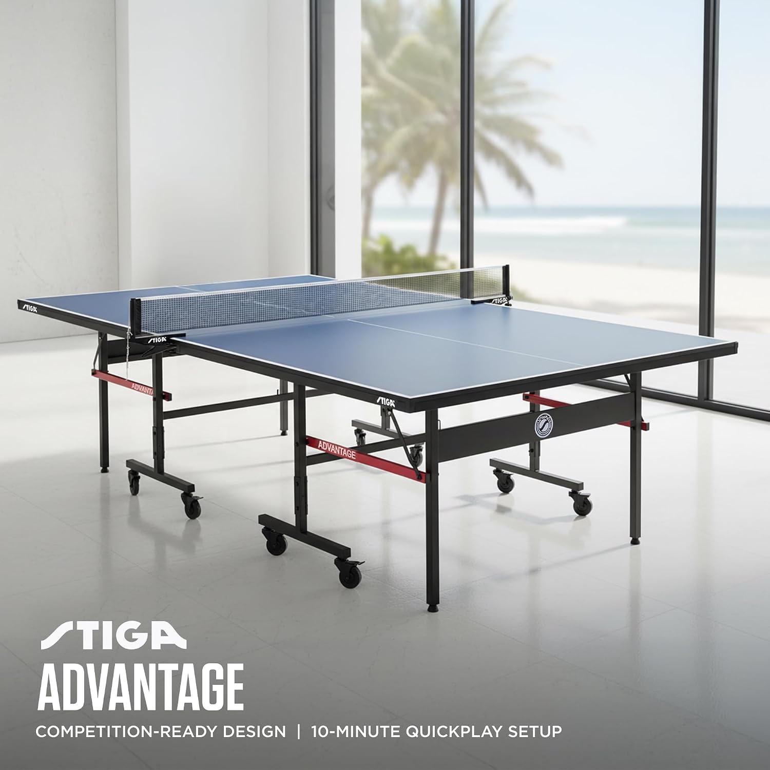 STIGA Advantage Series Indoor Ping Pong Table, Foldable Table Tennis Table - 13, 15, 18, and 25mm Tabletops - Quickplay 10 Minute Assembly - Playback Mode - Recreational- to Tournament-Level