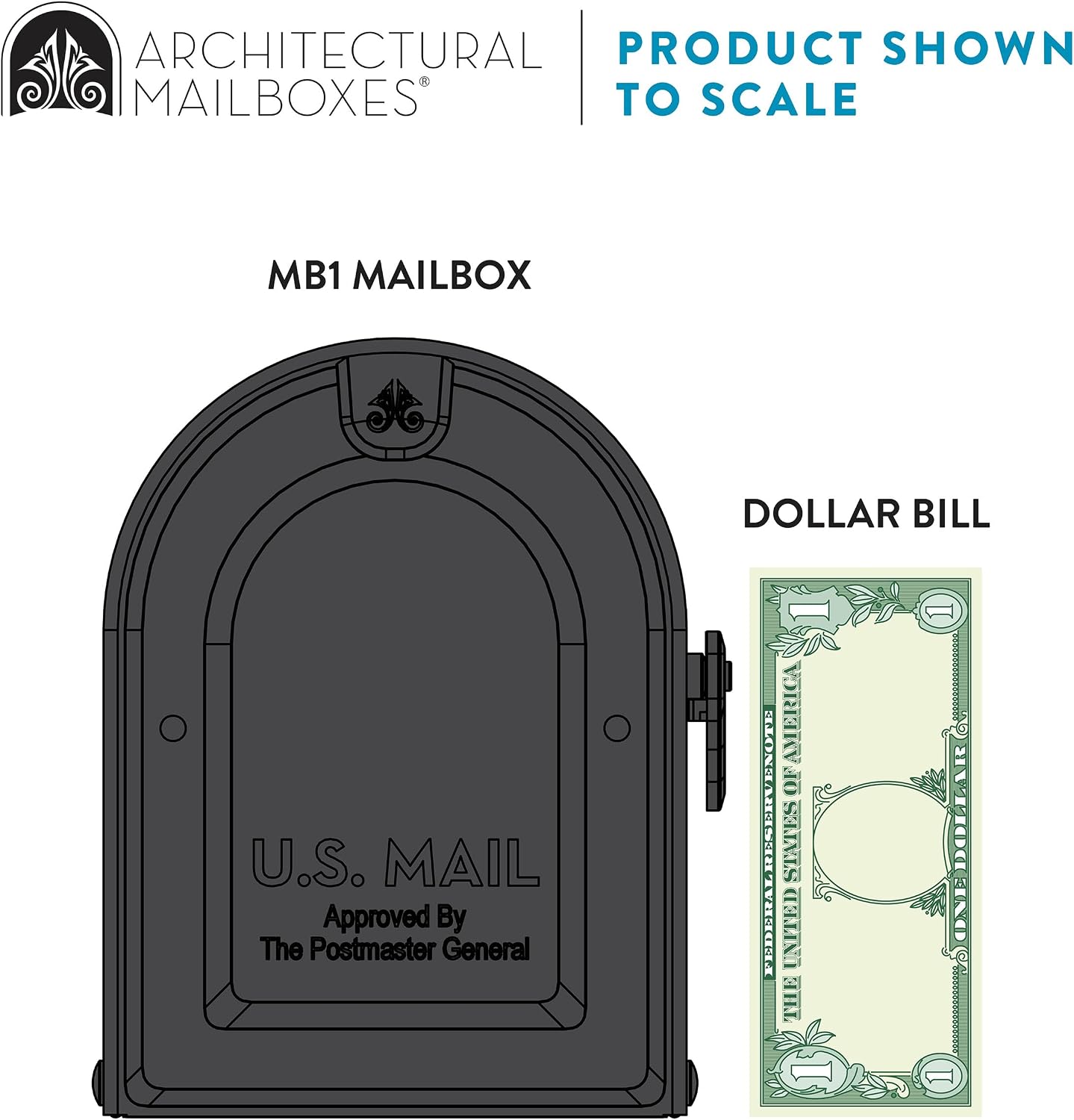 ARCHITECTURAL MAILBOXES 7600P-10 MB1 Mailbox, Medium, Pewter | Galvanized steel build for outside with rust-resistant powder-coat finish and a magnetic door closure. USPS approved.