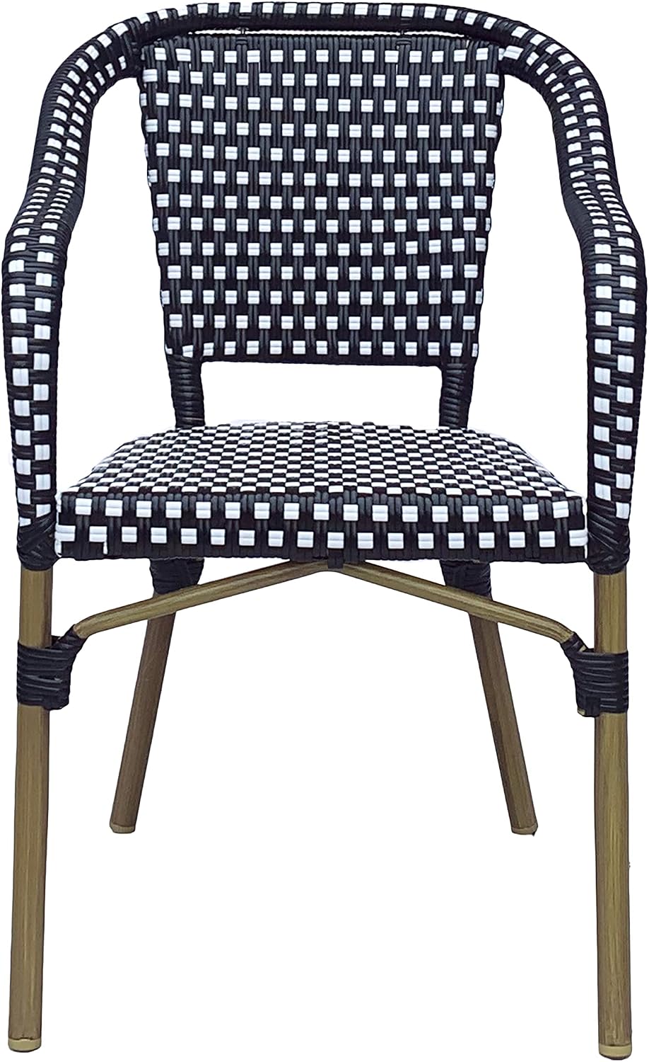 Christopher Knight Home Anastasia Outdoor French Bistro Chair (Set of 2), Black + White + Bamboo Print Finish