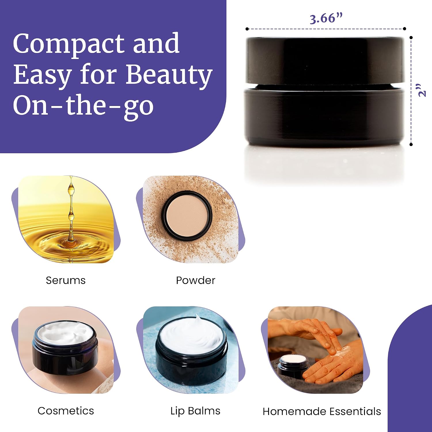 Infinity Jars 100 Ml (3.3 fl OZ) Glass Lotion Container with Lid, Refillable UV Cosmetic Jar for Creams, DIY, Travel, Body Butter | Small Wide Mouth Empty Lotion Jar, Airtight Cosmetic Container