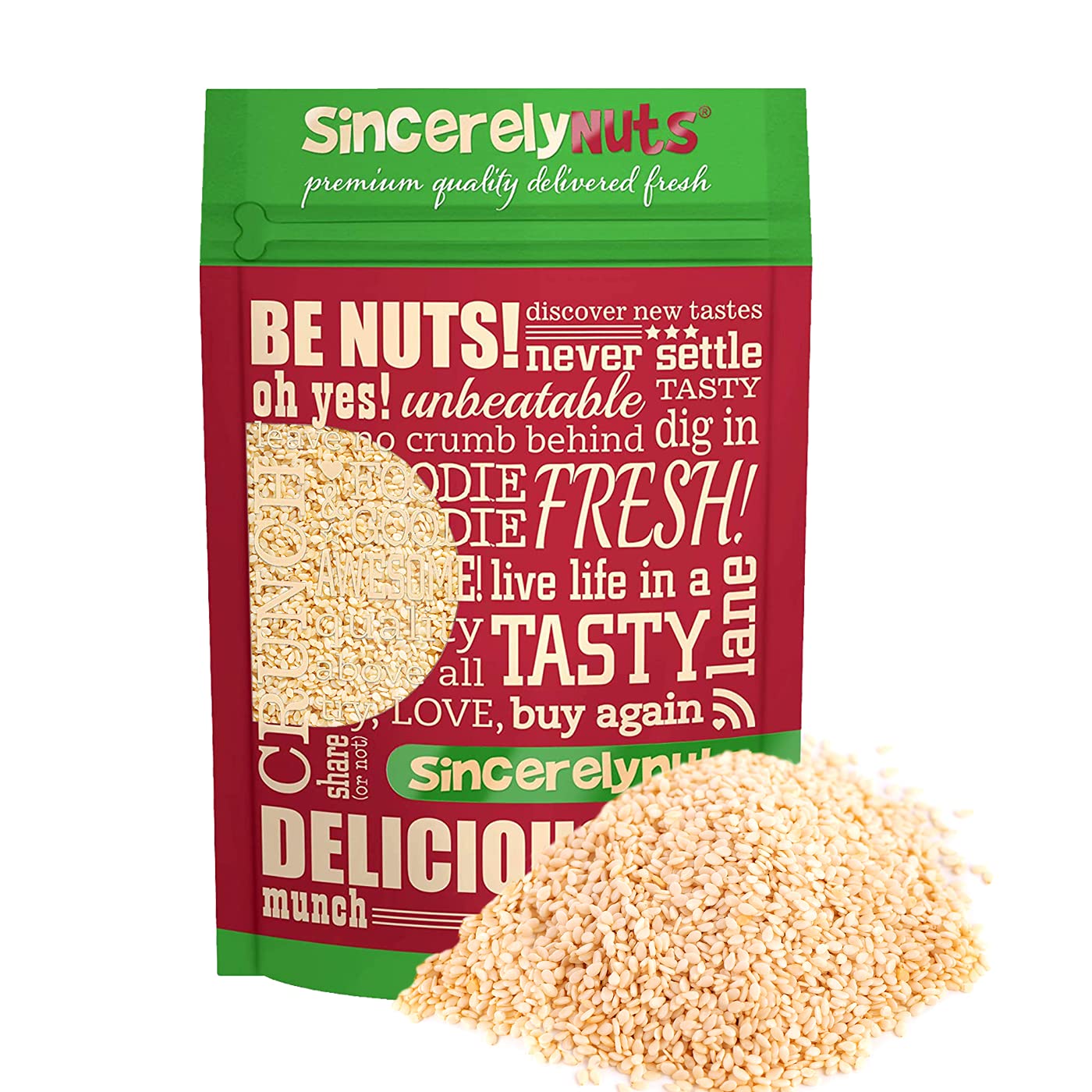 Sincerely Nuts Hulled Sesame Seeds A Heart Healthy Snack Rich in Fiber, Minerals Antioxidants Source of Plant Based Protein Gluten Free Kosher, Bulk 3LB Bag