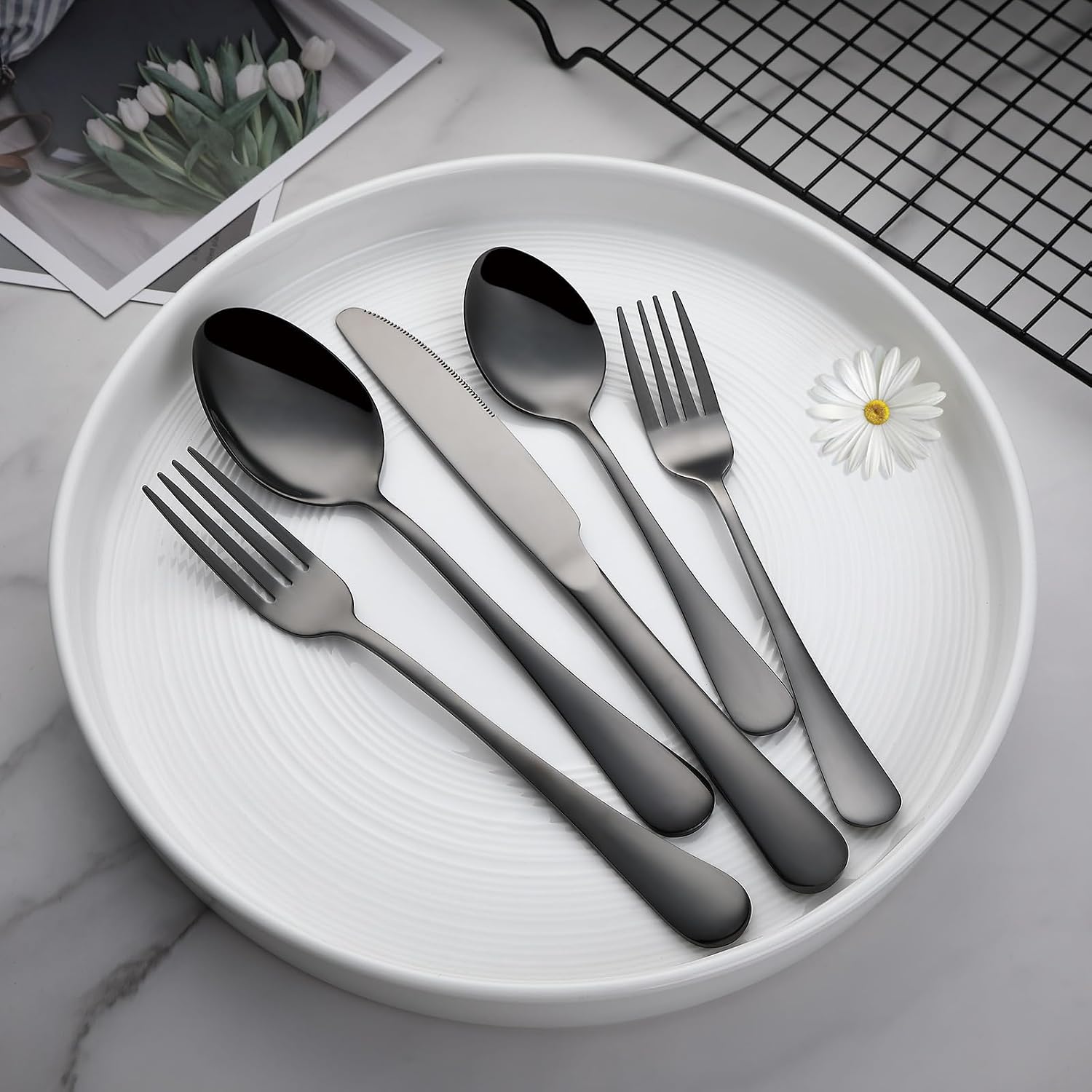VANDBAO Rainbow Flatware Cutlery Silverware Set 20 Pieces, Stainless Steel Colorful Utensils, Tableware Set Service for 4, Include Knife/Fork/Spoon