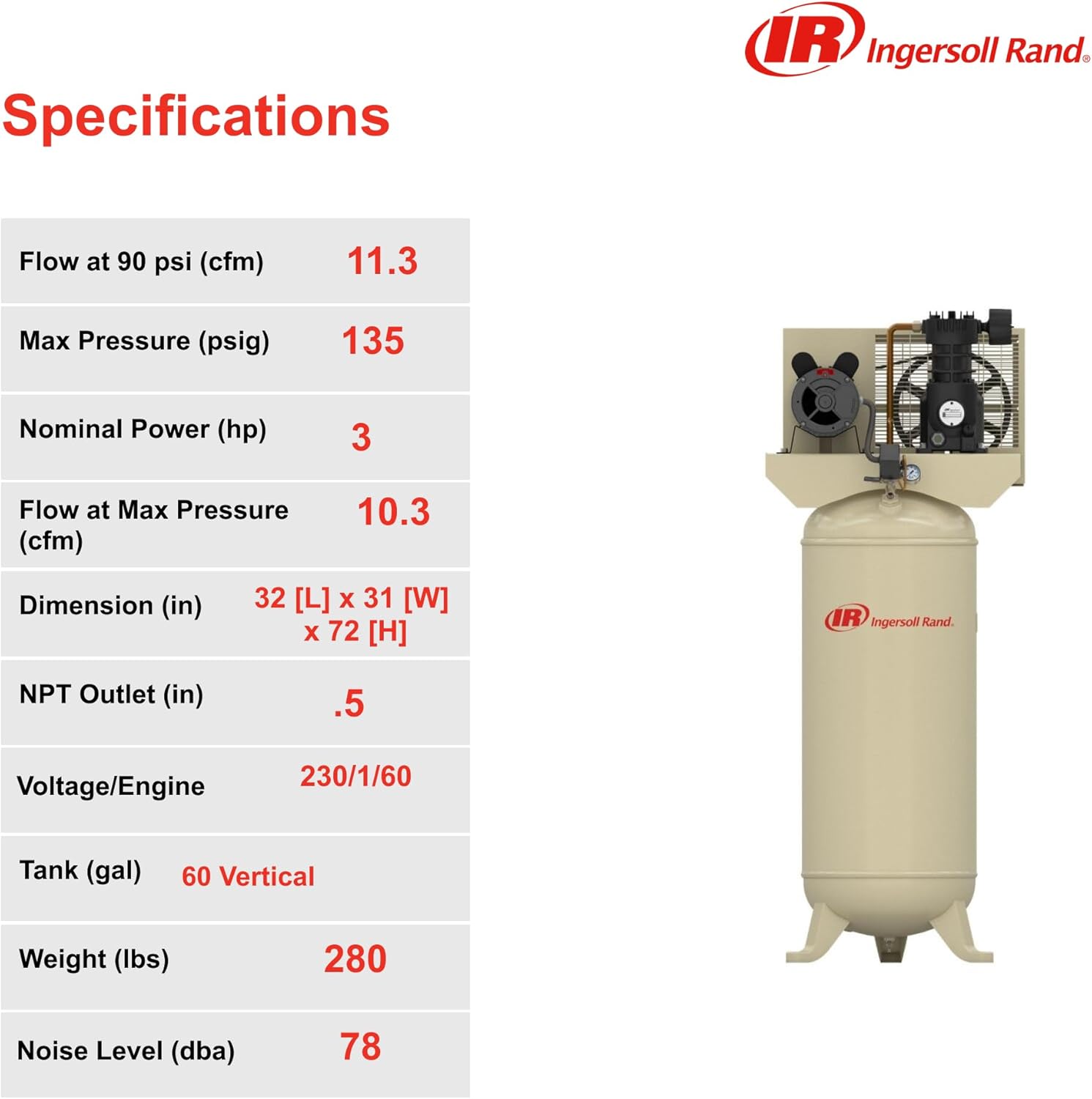 Ingersoll Rand SS3L3 3 HP Single-Stage Air Compressor