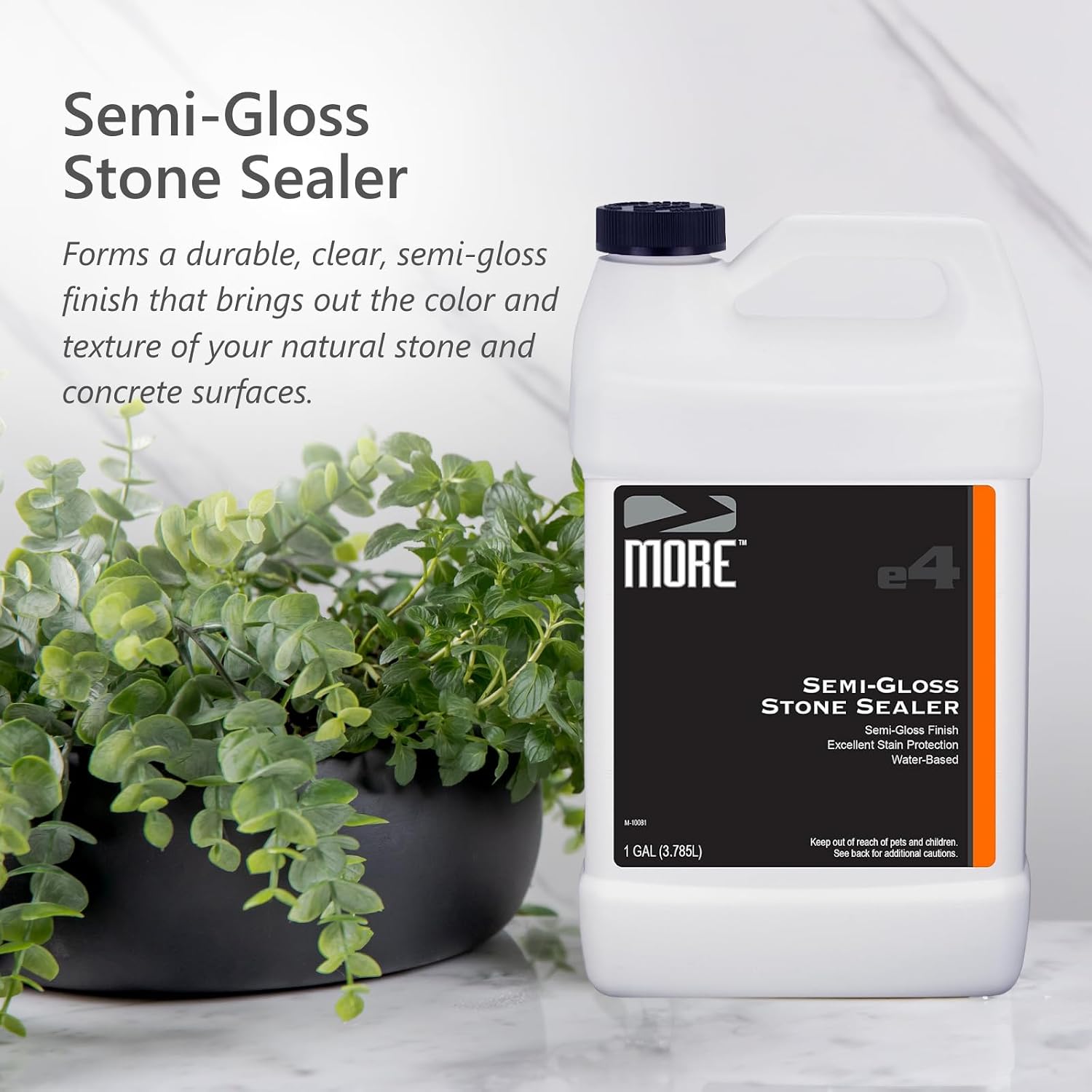 MORE- Semi-Gloss Stone Sealer - Seal & Enhance Natural Stone, Paver, Tile & Concrete - Wet Look Semi-Gloss Finish - Protects Against Oil & Water-Based Stains - Indoor/Outdoor - Water-Based - 128oz