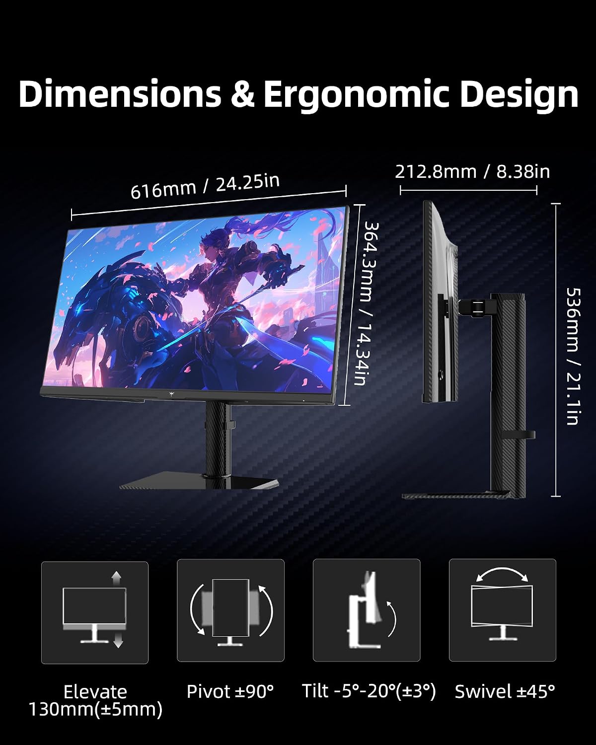 KTC 24.5 Inch Gaming Monitor, 180Hz OC 200Hz Monitor FHD, Fast IPS, H25T7 | 1080P Monitors 1ms, 128% sRGB HDR10, Adaptive Sync, HDMI DP, VESA Tilt Adjustable for Xbox PS5 Switch, HDMI Cable Inc.