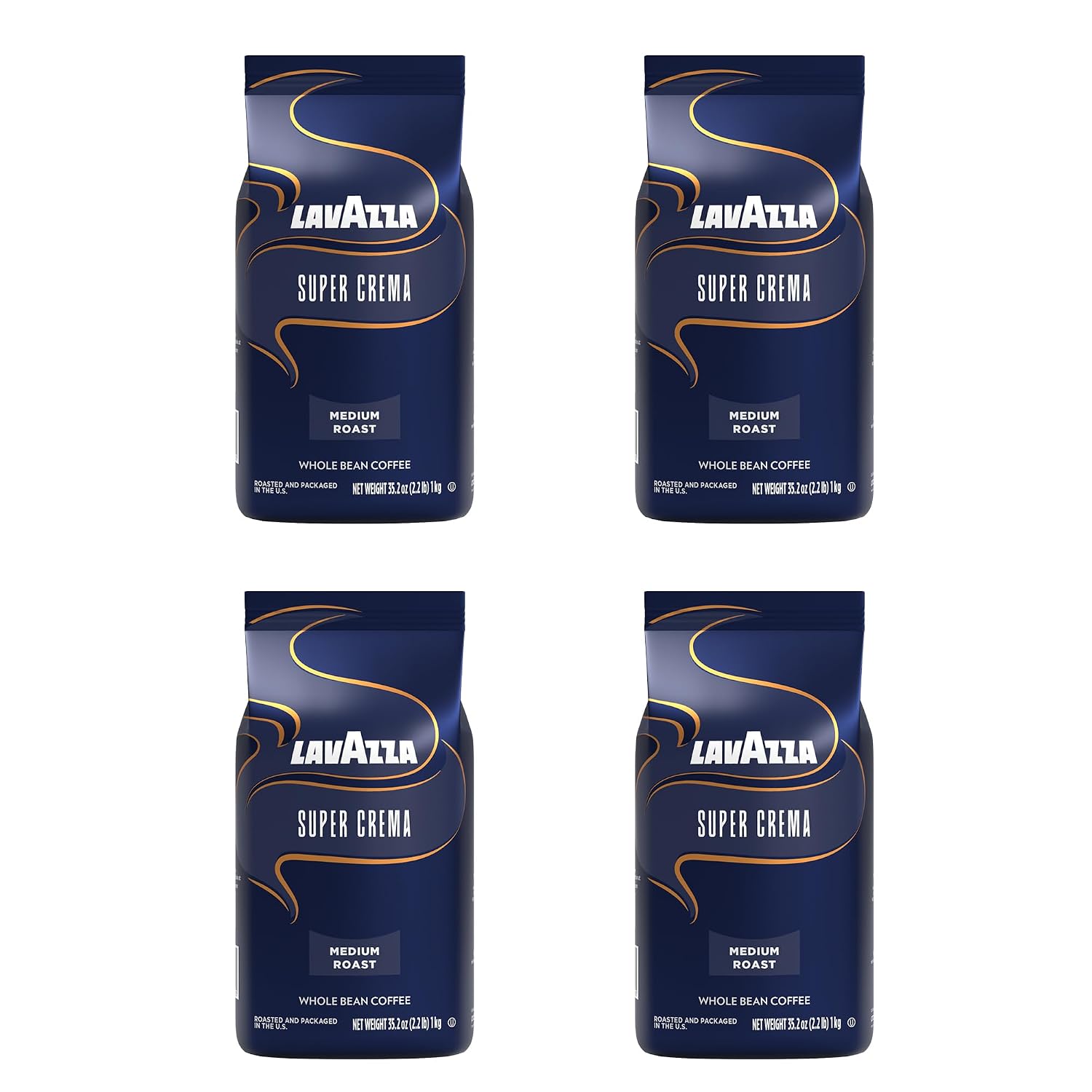 Lavazza Super Crema Whole Bean Coffee, Medium Espresso Roast, Arabica and Robusta Blend, 2.2 lb Bag, Package May Vary (Pack of 1)