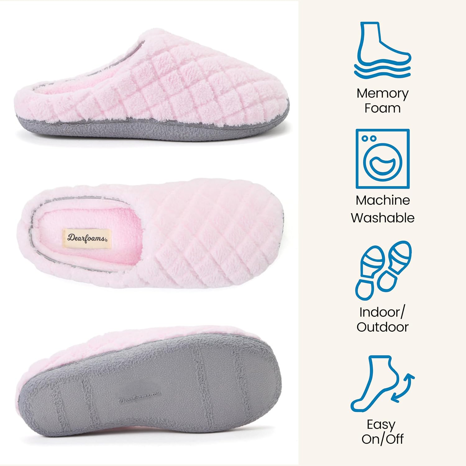 Leslie Terry Clog House Shoes with Memory Foam, Indoor Slippers with Wide Widths