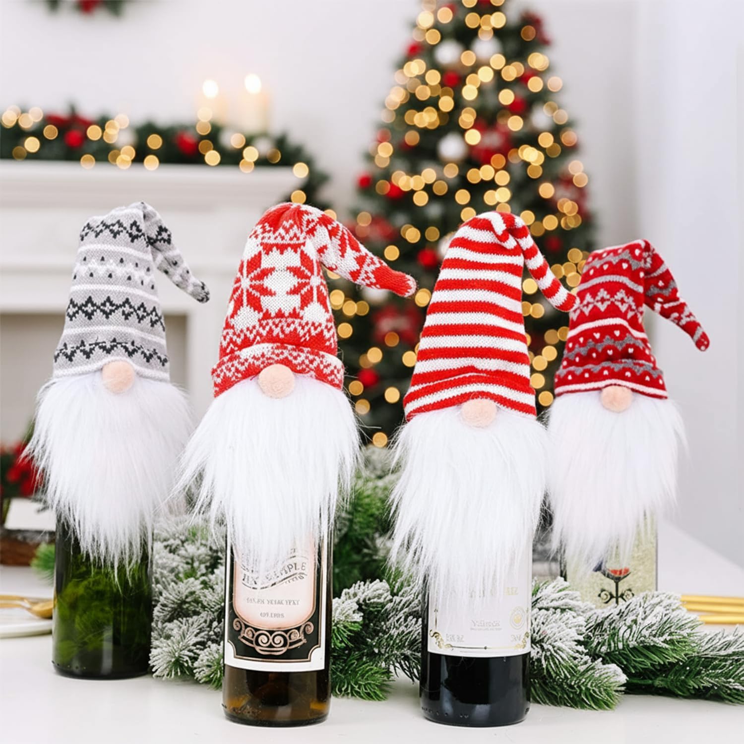 Christmas Gnome Wine Bottle Covers