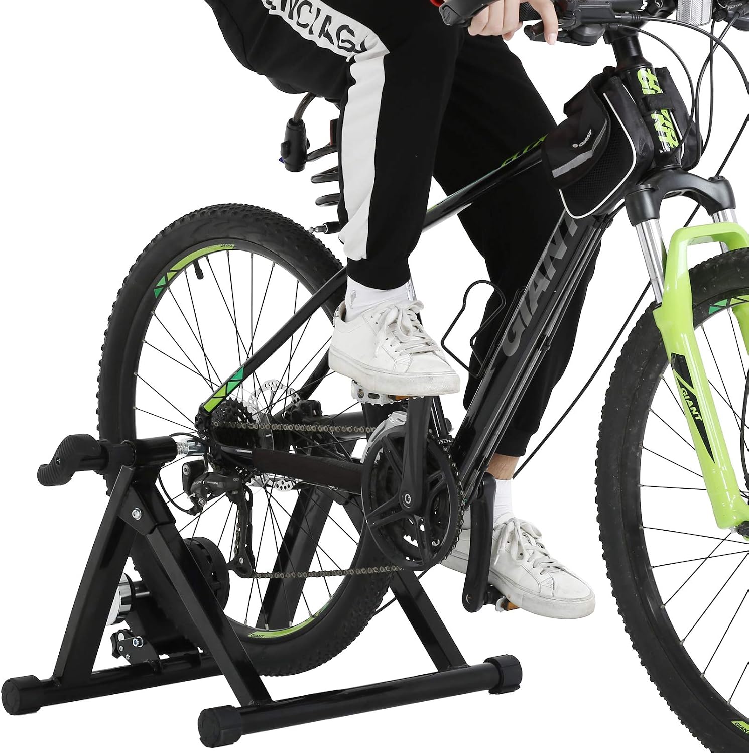 Portable Bike Trainer Stand Bicycle Trainers Road, Bike Trainer for Indoor Riding Magnetic Bike Trainer with Noise Reduction Wheel 5 Levels Resistance