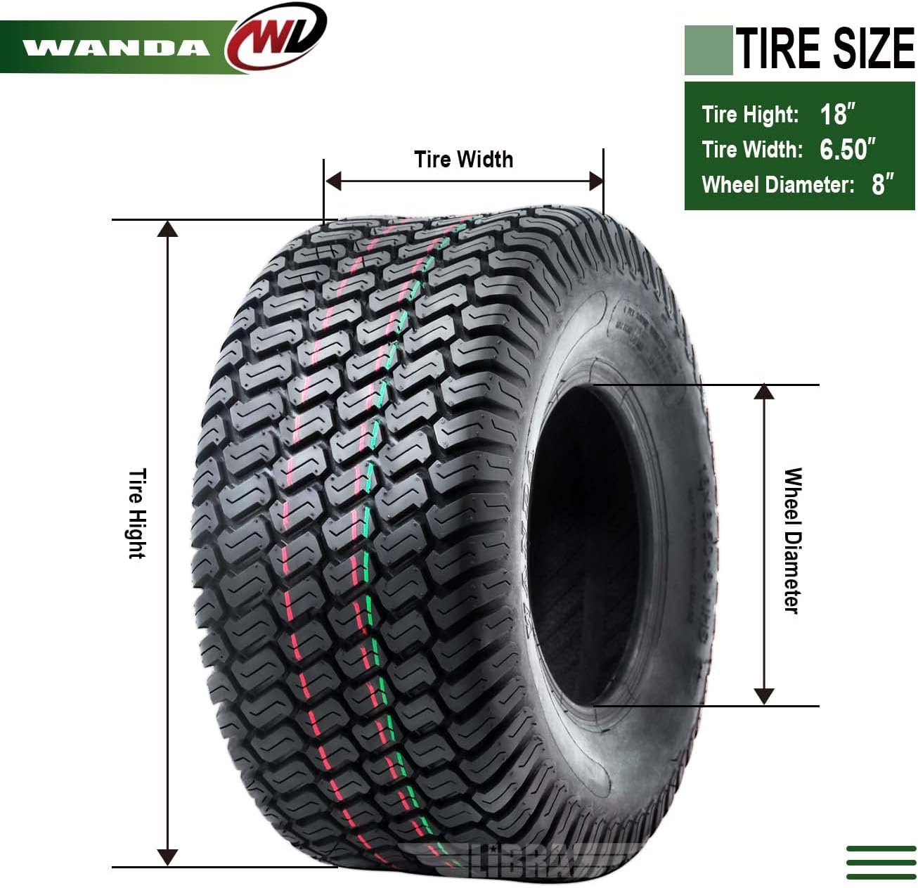 WANDA Set 2 15x6-6 15x6.00-6 Lawn Mower Tractor Turf Tires15x6x6 P332-13016 | Riding Lawn Mover, Garden Tractor
