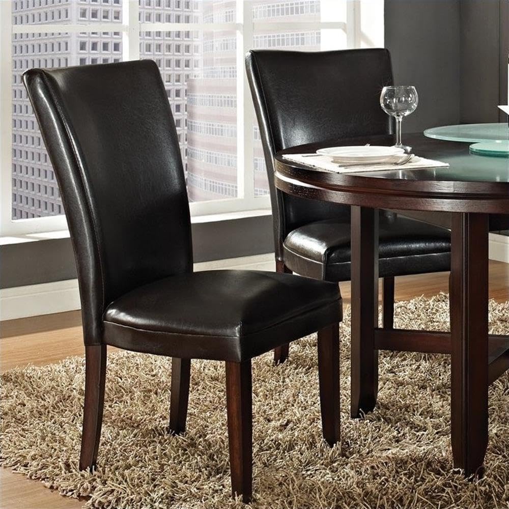 Steve Silver Company Hartford Parsons Chair, Vegan Leather, Contemporary Style, Dining Room, Kitchen, Asian Hardwood Solids, Ergonomic Shape Backing, 20" D x 28" W x 41" H, Brown