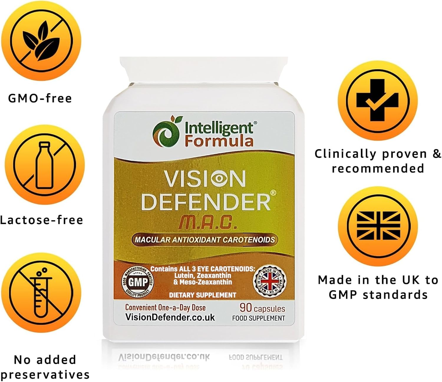 Vision Defender MAC Triple Carotenoid Eye Supplement, 3 Month 90 Capsules | Meso-Zeaxanthin, Triple Carotenoid Antioxidant, Marigold Extract